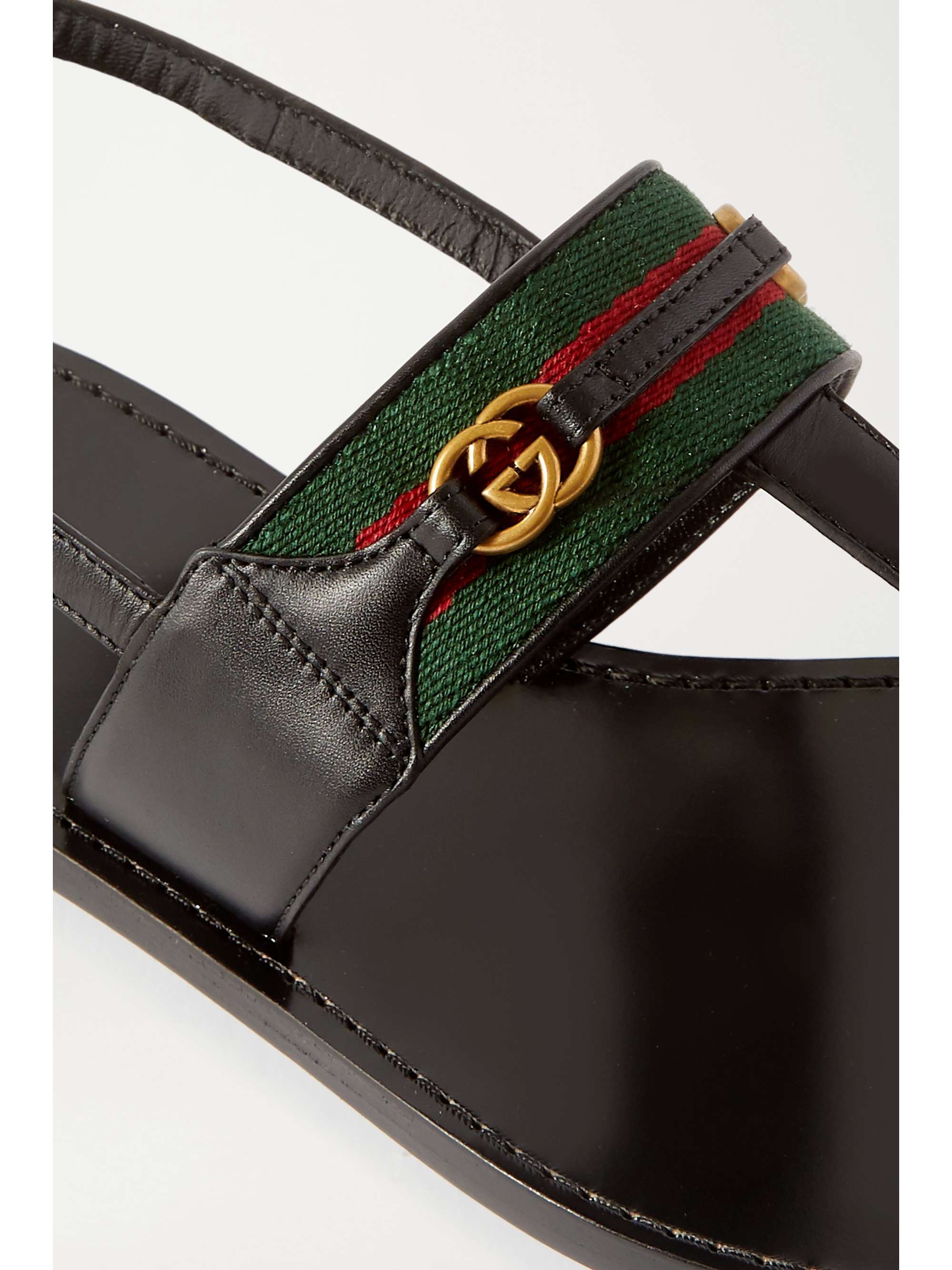 GUCCI Siryo embellished webbing-trimmed leather sandals