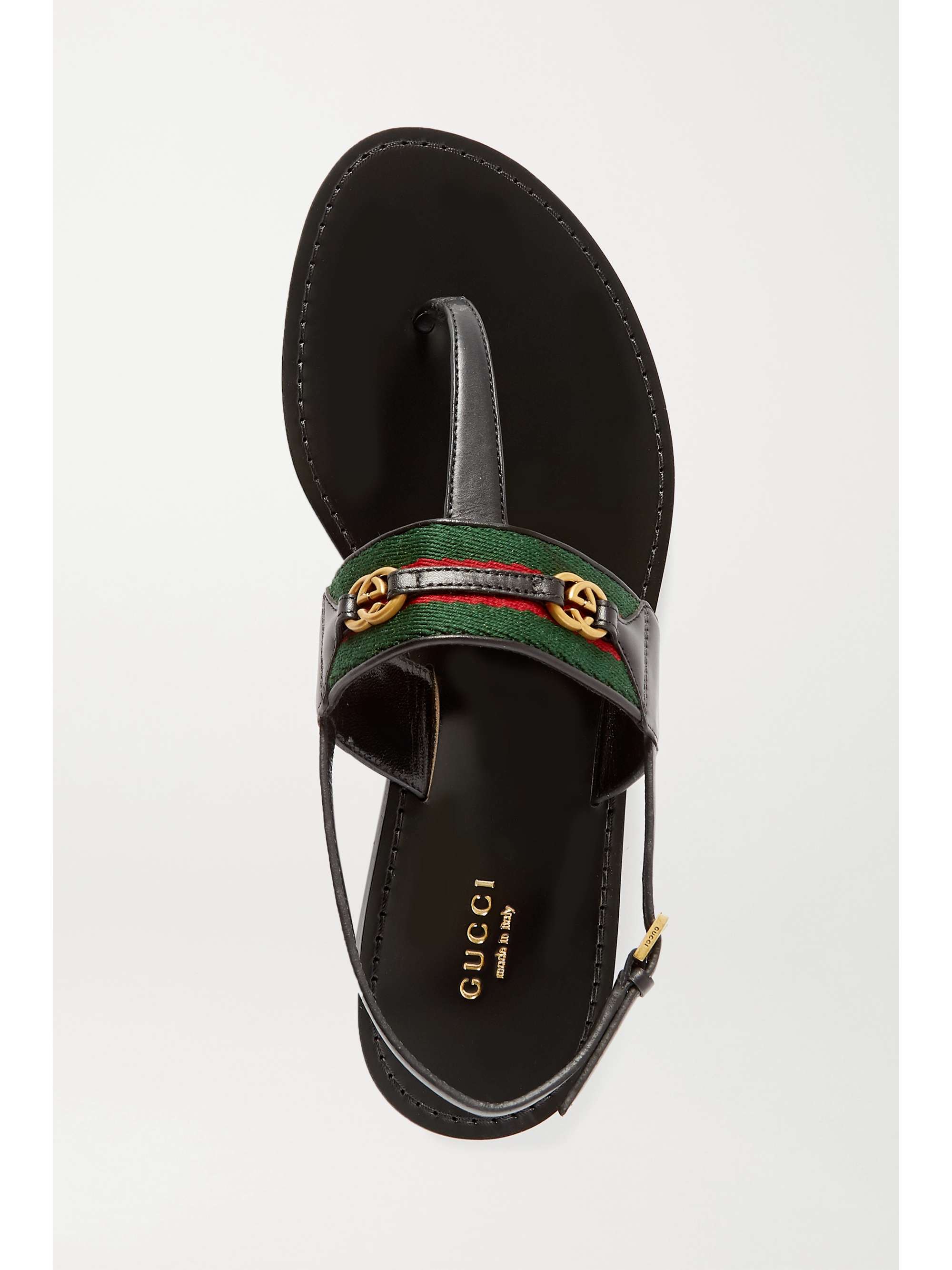 GUCCI Siryo embellished webbing-trimmed leather sandals