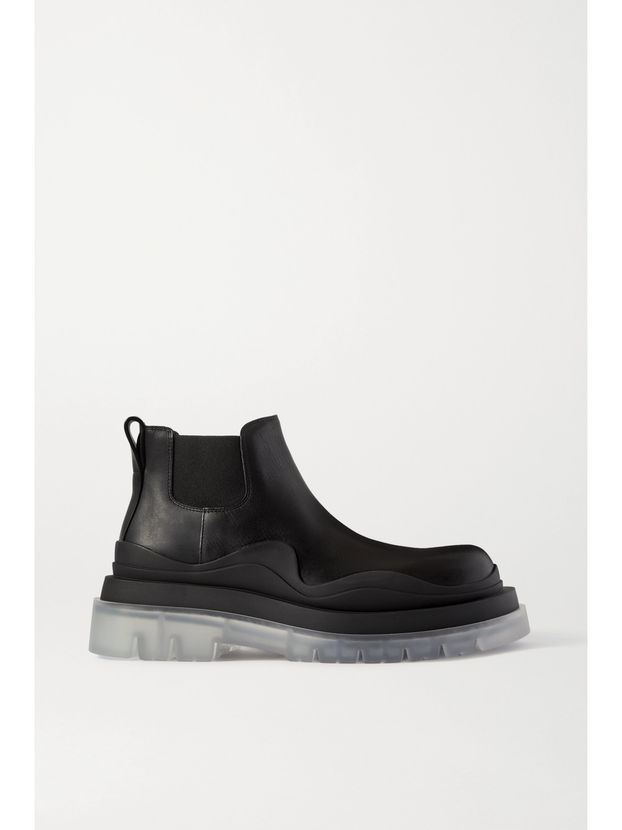 Bottega Veneta Rubber-trimmed Leather Chelsea Boots In Black