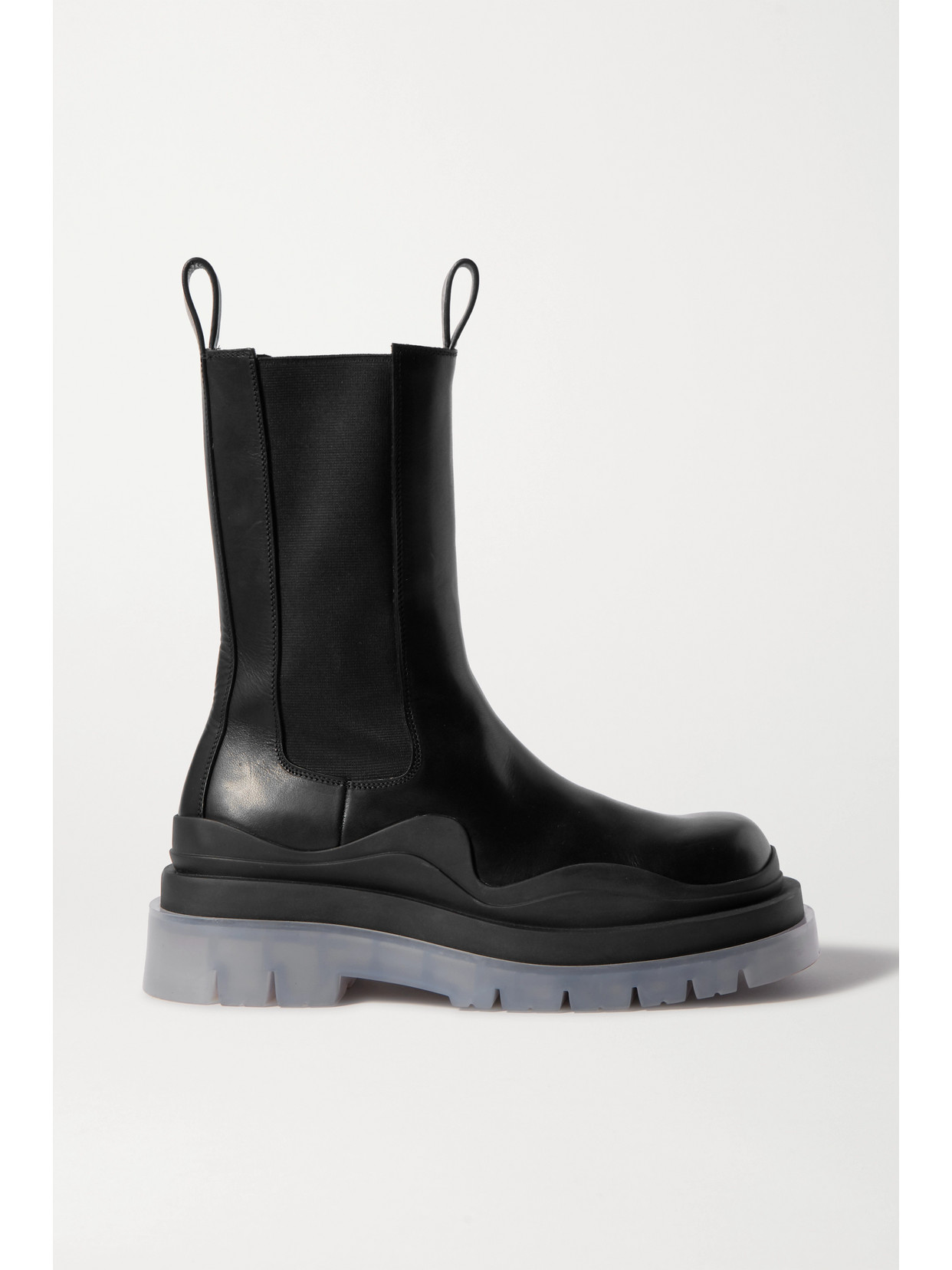 BOTTEGA VENETA TIRE RUBBER-TRIMMED LEATHER CHELSEA BOOTS