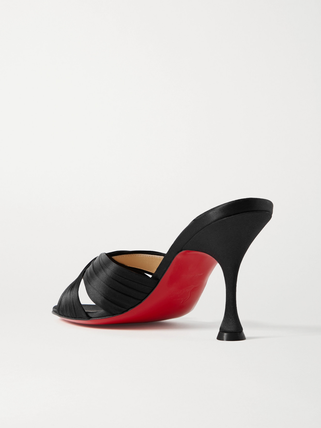 Shop Christian Louboutin Nicol Is Back 85 Satin Mules In Black