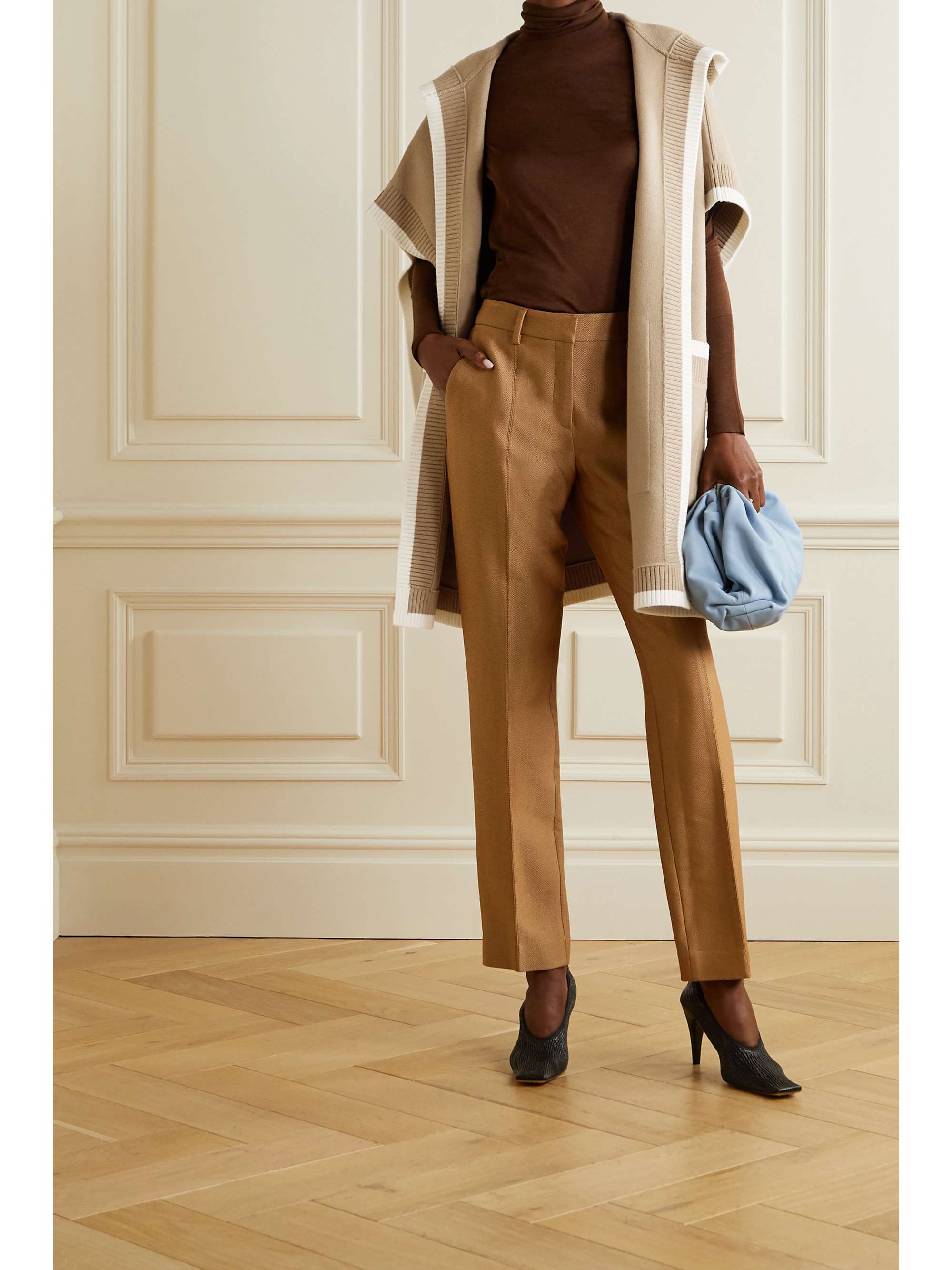 BURBERRY Hooded wool-blend jacquard cape