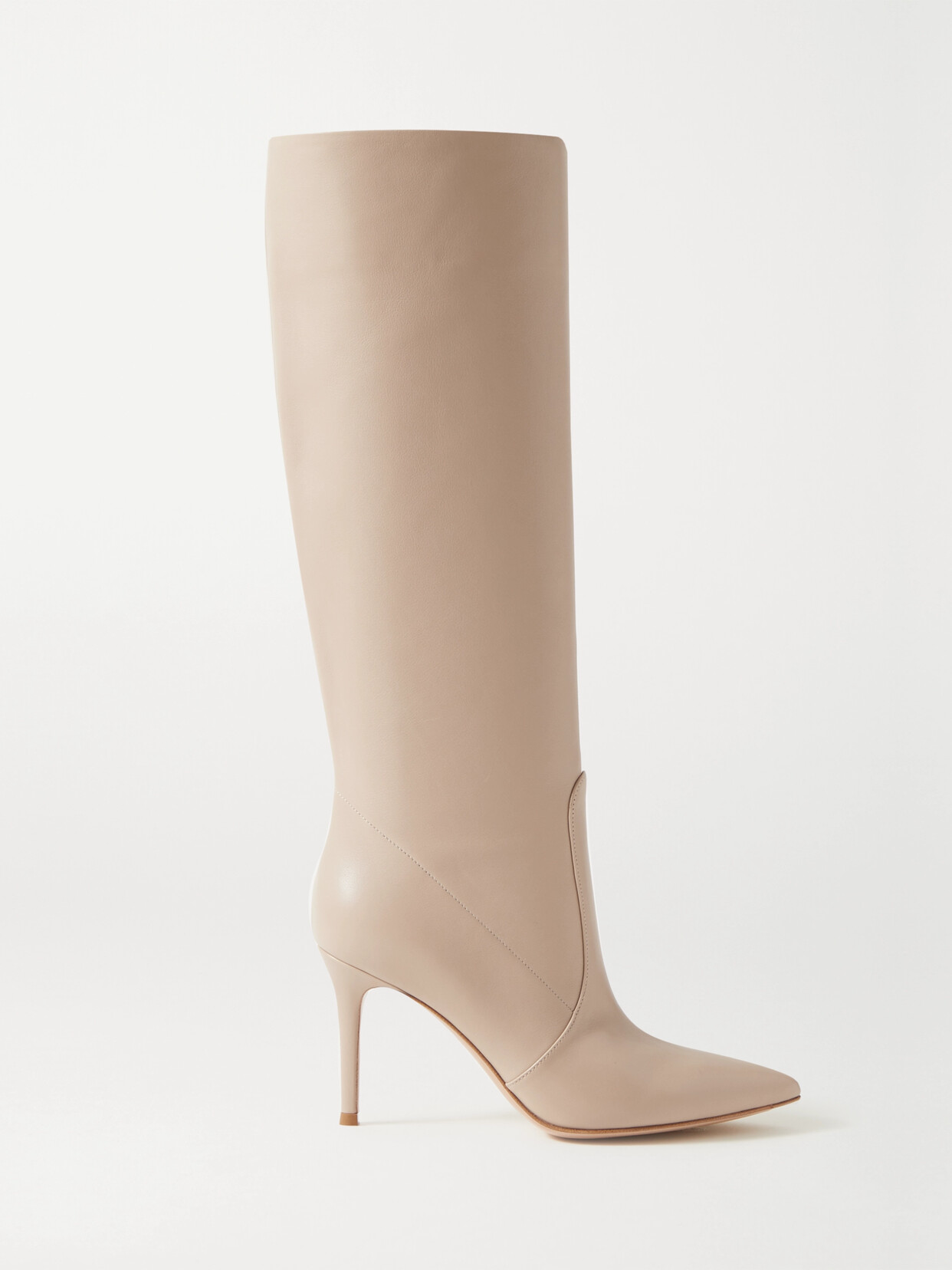 Gianvito Rossi Hansen 85 Leather Knee-high Boots In Neutral | ModeSens