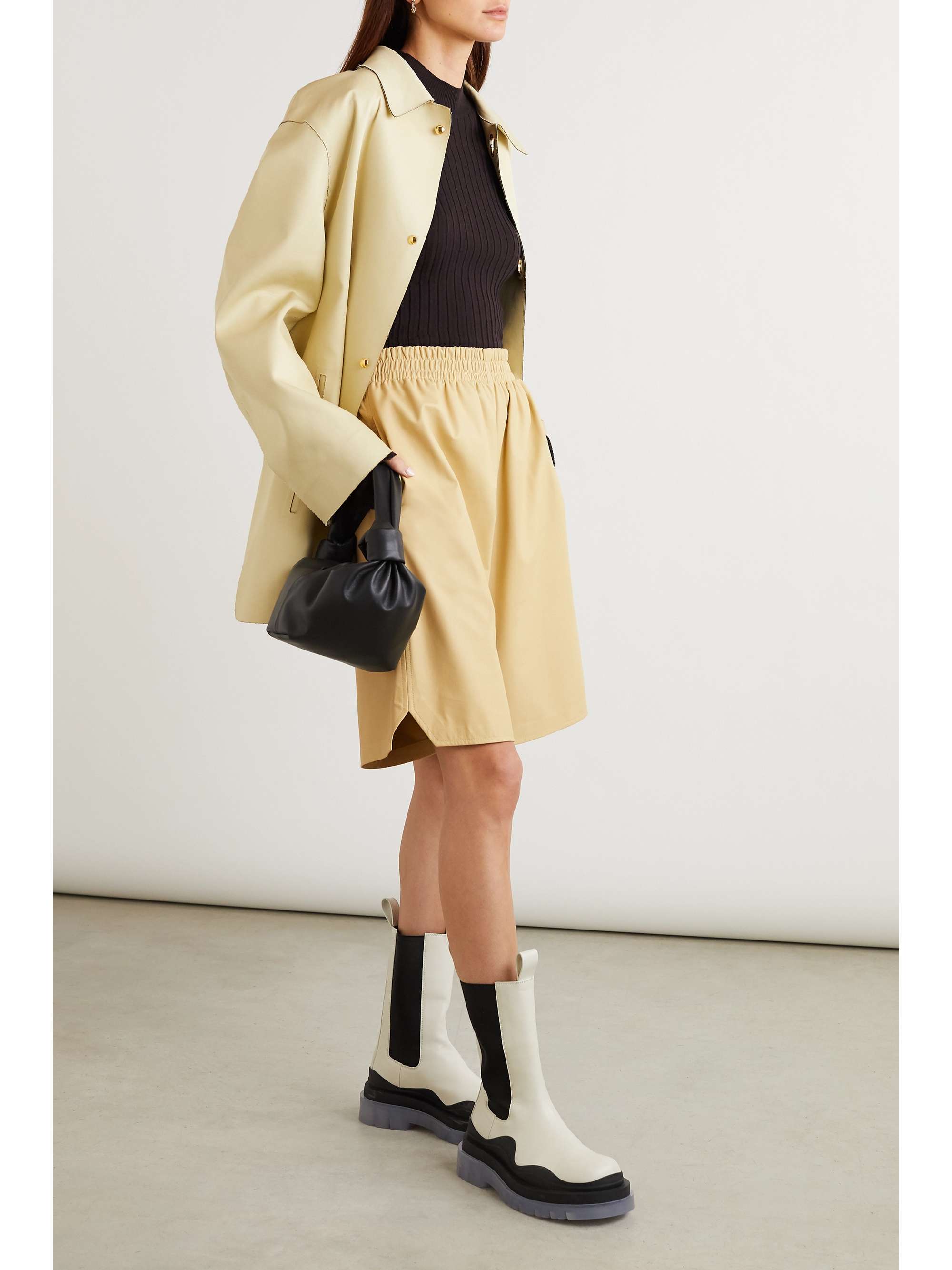 Cream Leather Shorts Bottega Veneta Net A Porter
