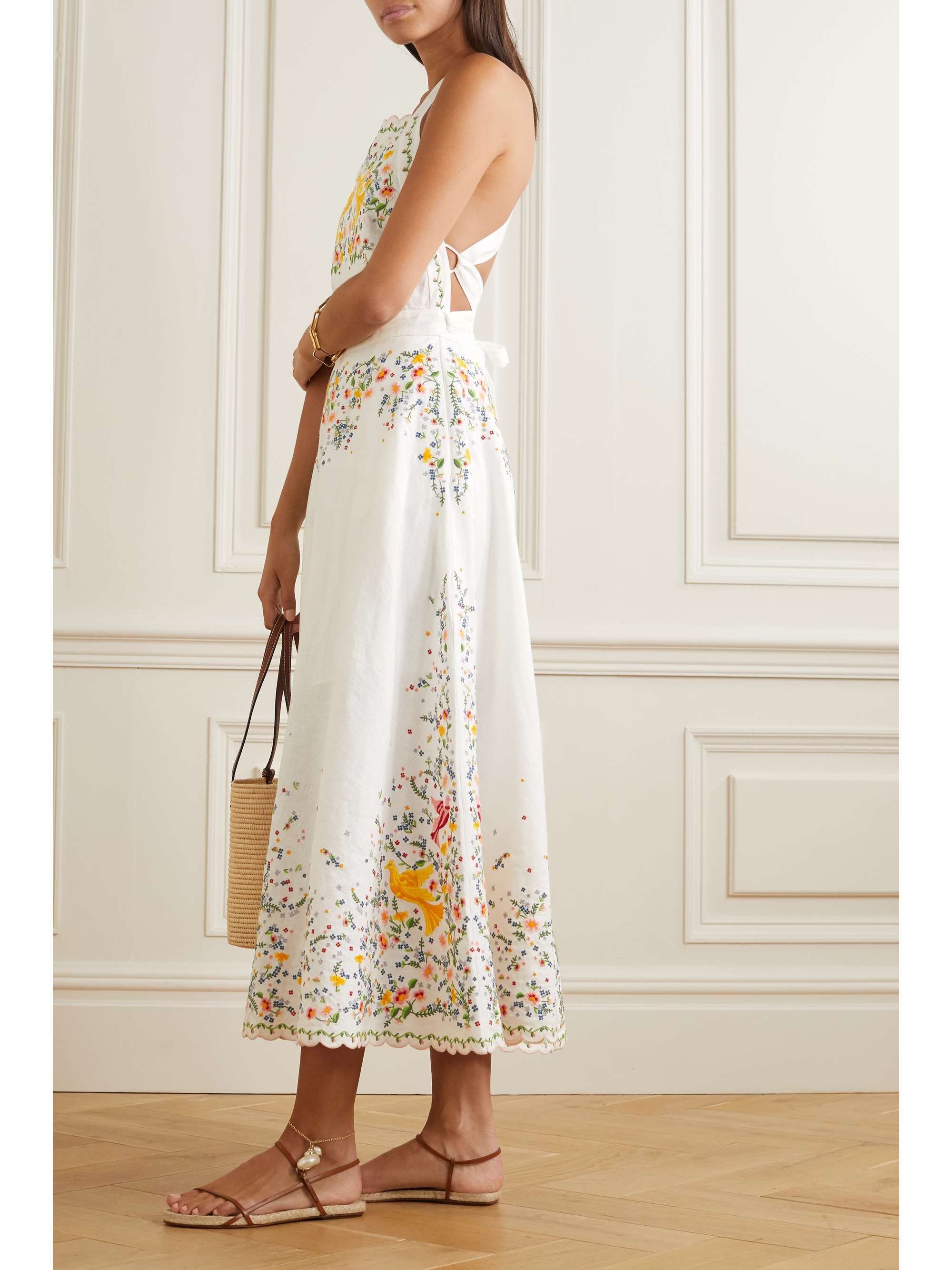 ZIMMERMANN Carnaby embroidered linen midi dress