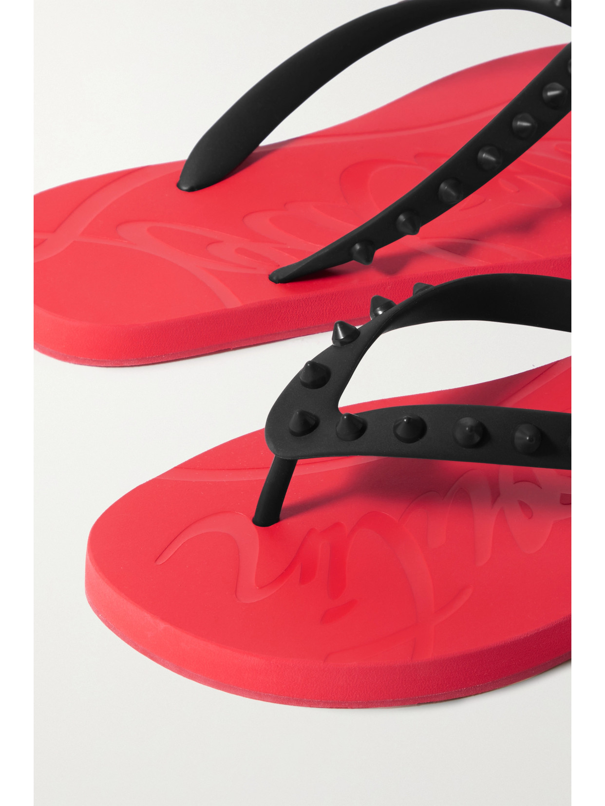 Christian Louboutin Donna Spiked Rubber Flip Flops In Red