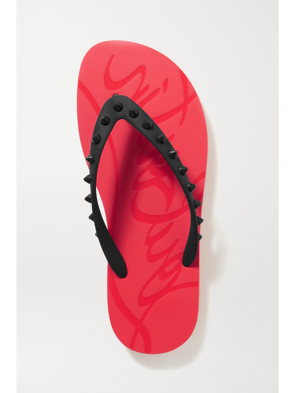Christian Louboutin Donna Spiked Rubber Flip Flops In Red