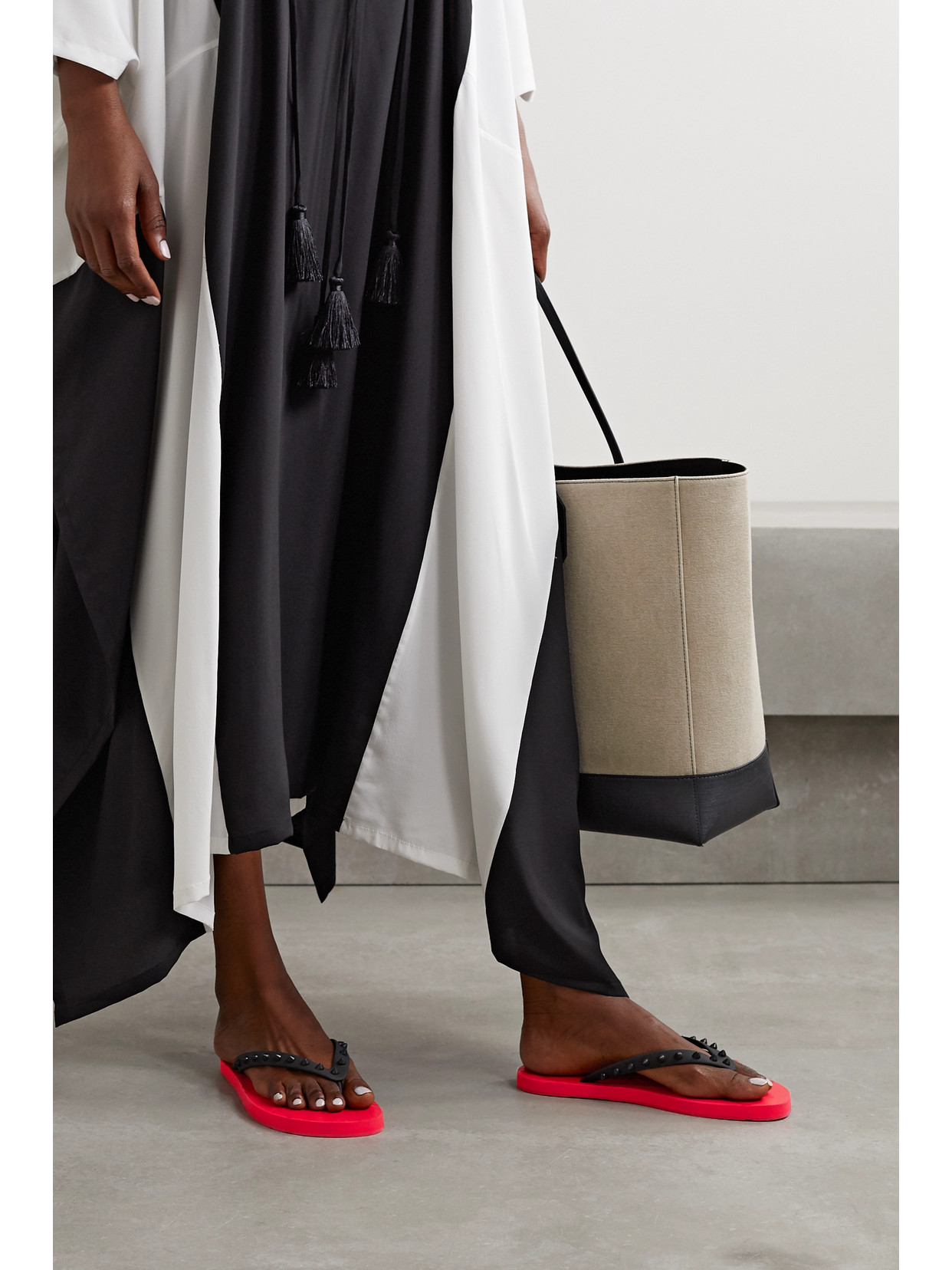 Christian Louboutin Donna Spiked Rubber Flip Flops In Red