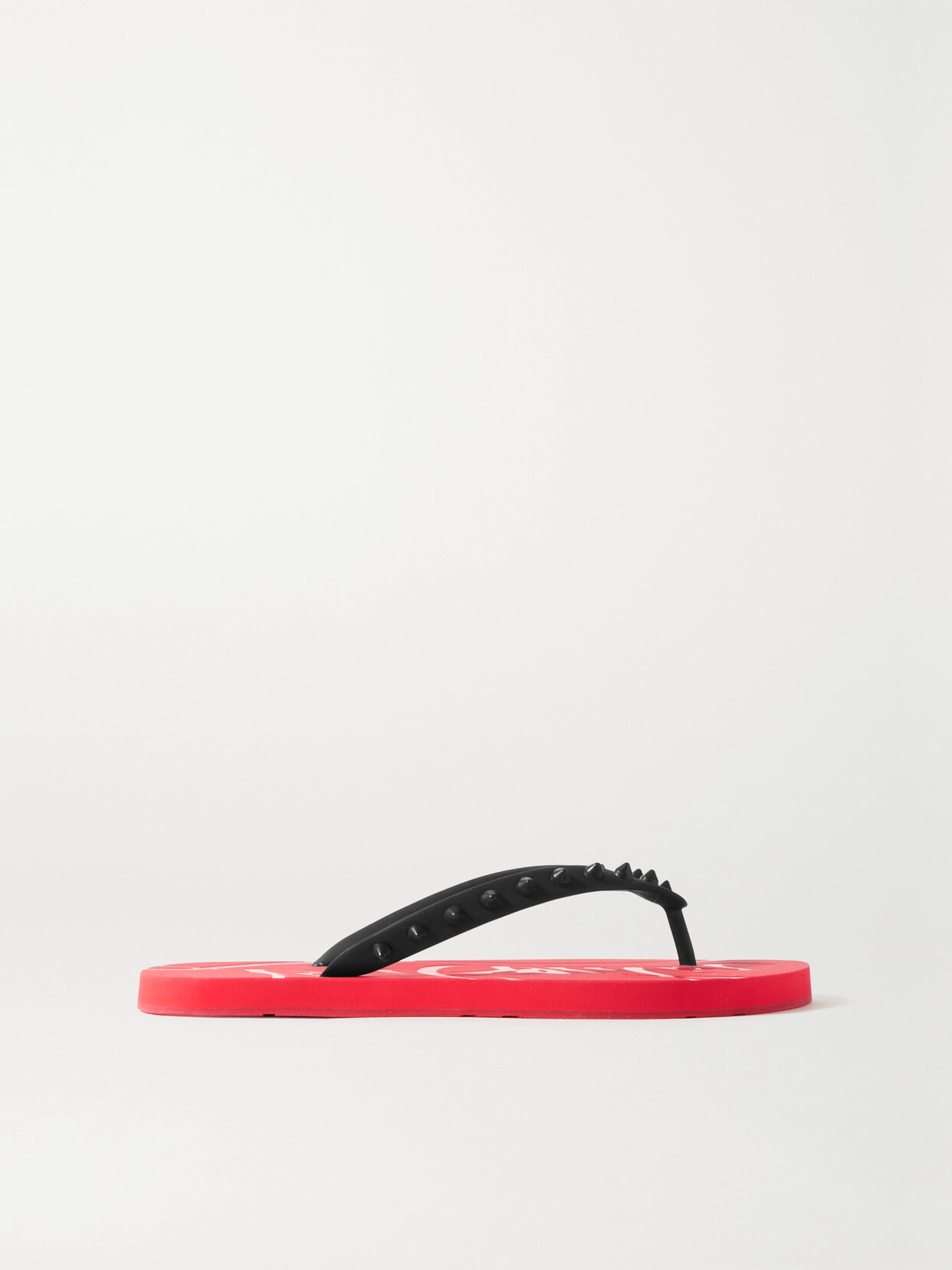 Christian Louboutin Donna Spiked Rubber Flip Flops In Red