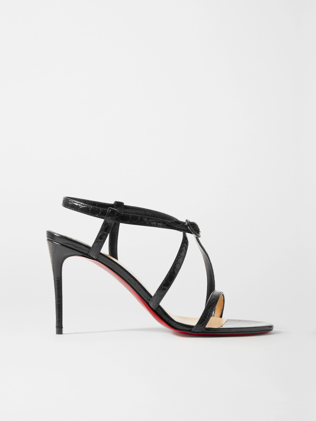 CHRISTIAN LOUBOUTIN SELIMA 85 CROC-EFFECT LEATHER SANDALS