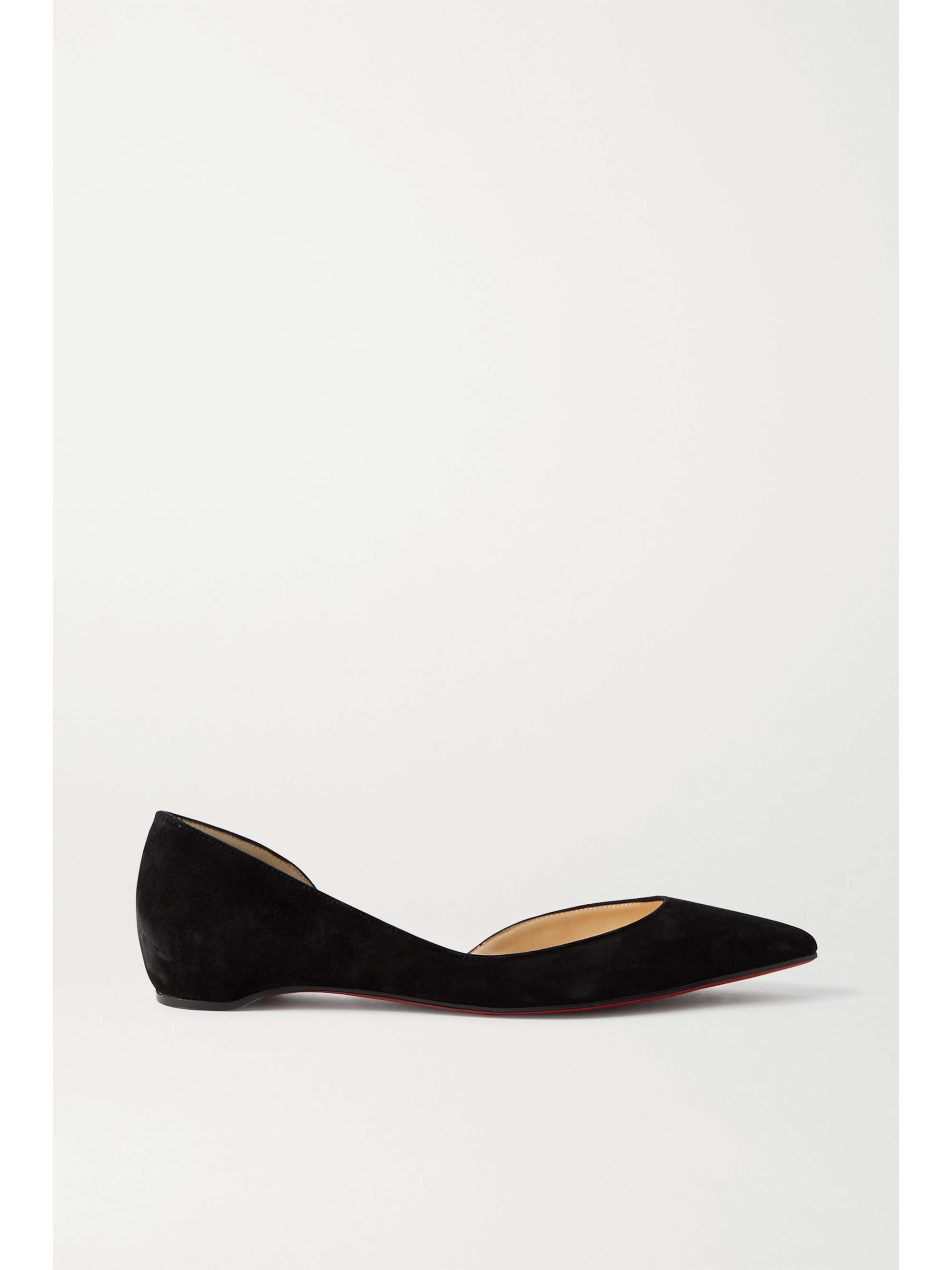 pointed toe black suede flats