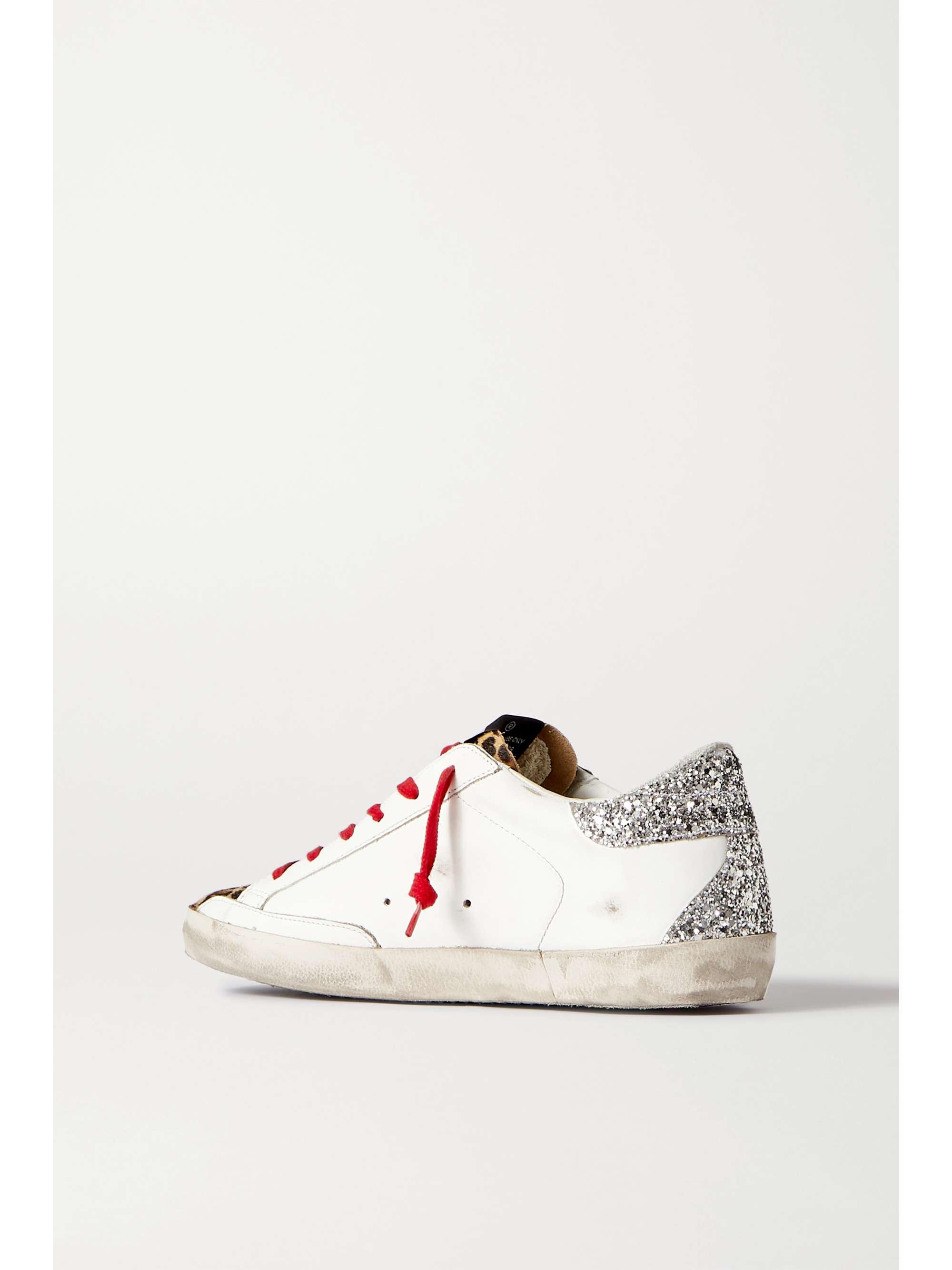 GOLDEN GOOSE Superstar distressed leopard-print calf hair, leather and ...