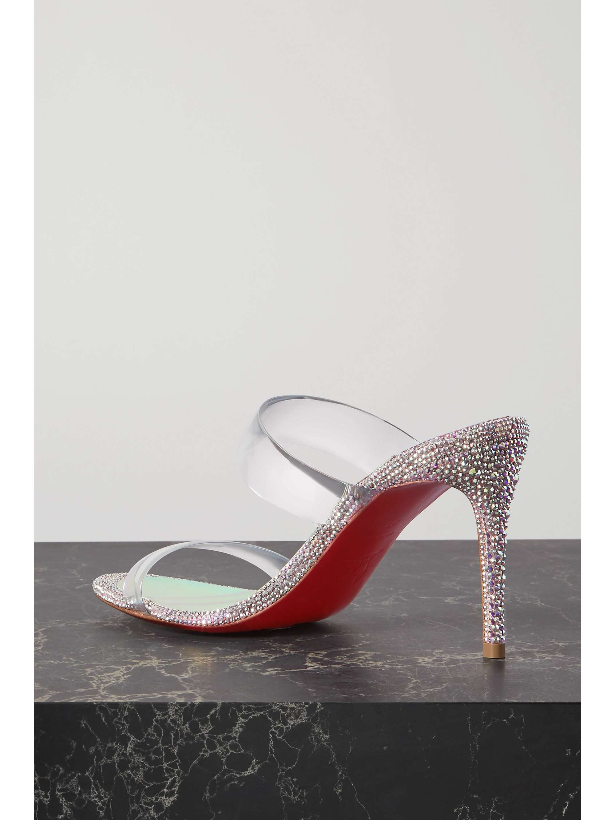 christian louboutin degrastrassita embellished pvc & leather pumps