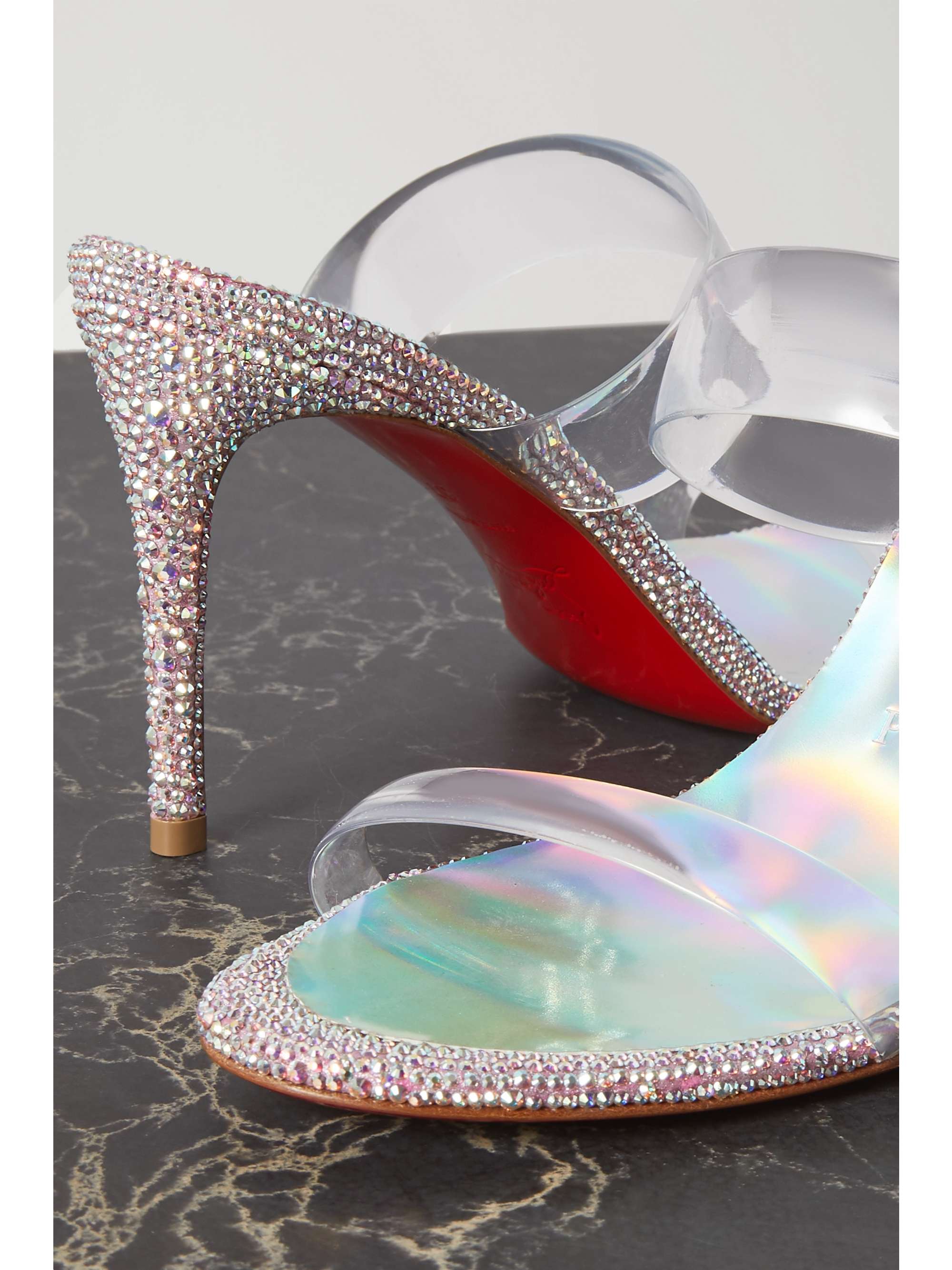 christian louboutin degrastrassita embellished pvc & leather pumps