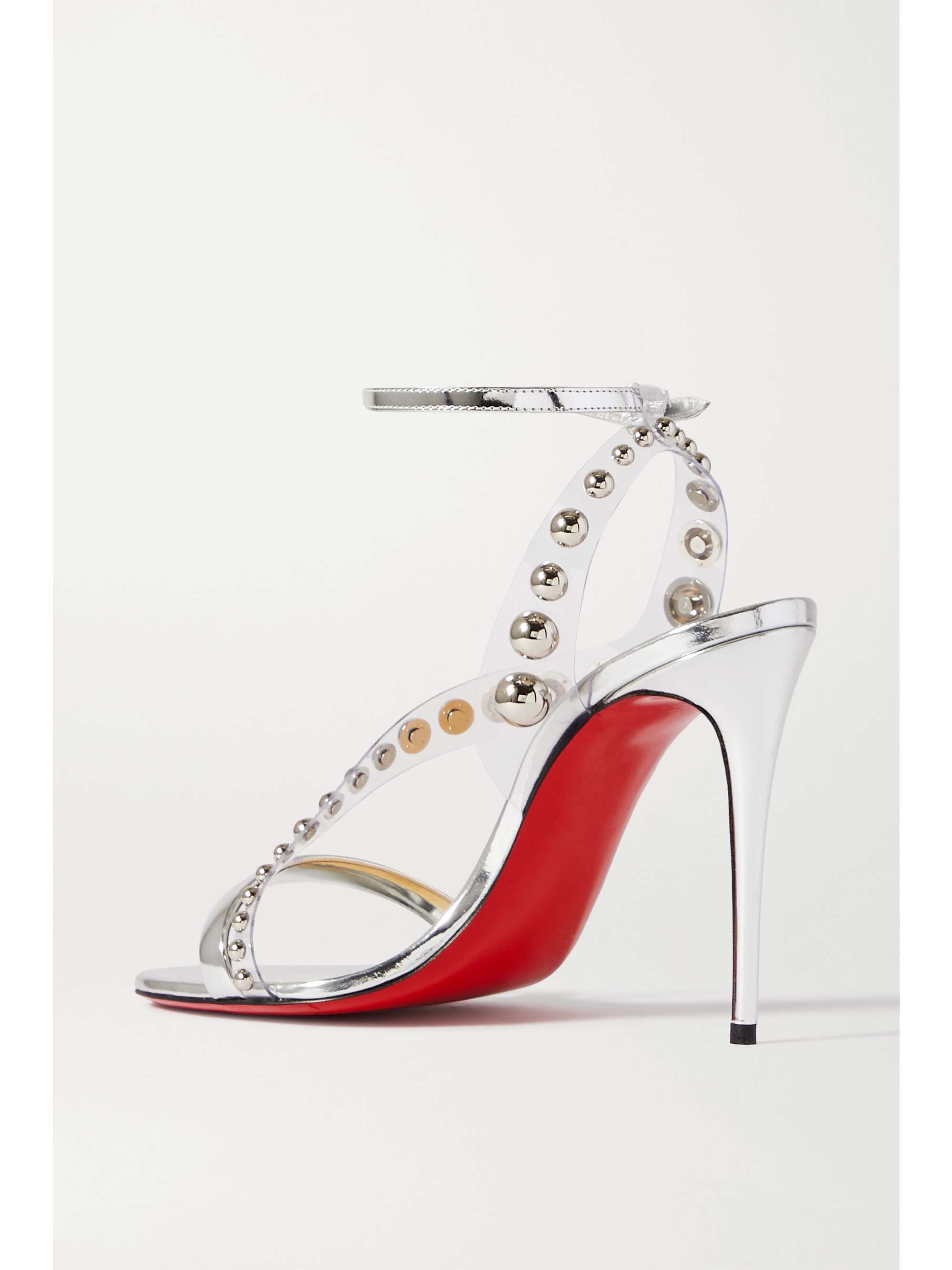 CHRISTIAN LOUBOUTIN Sandales en PVC et en cuir métallisé à clous Corinetta 100