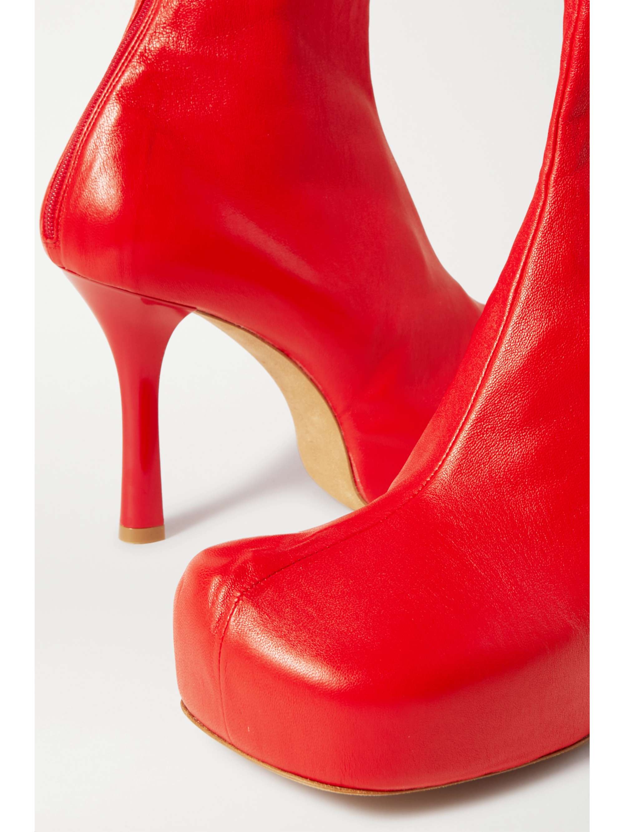 red leather platform boots