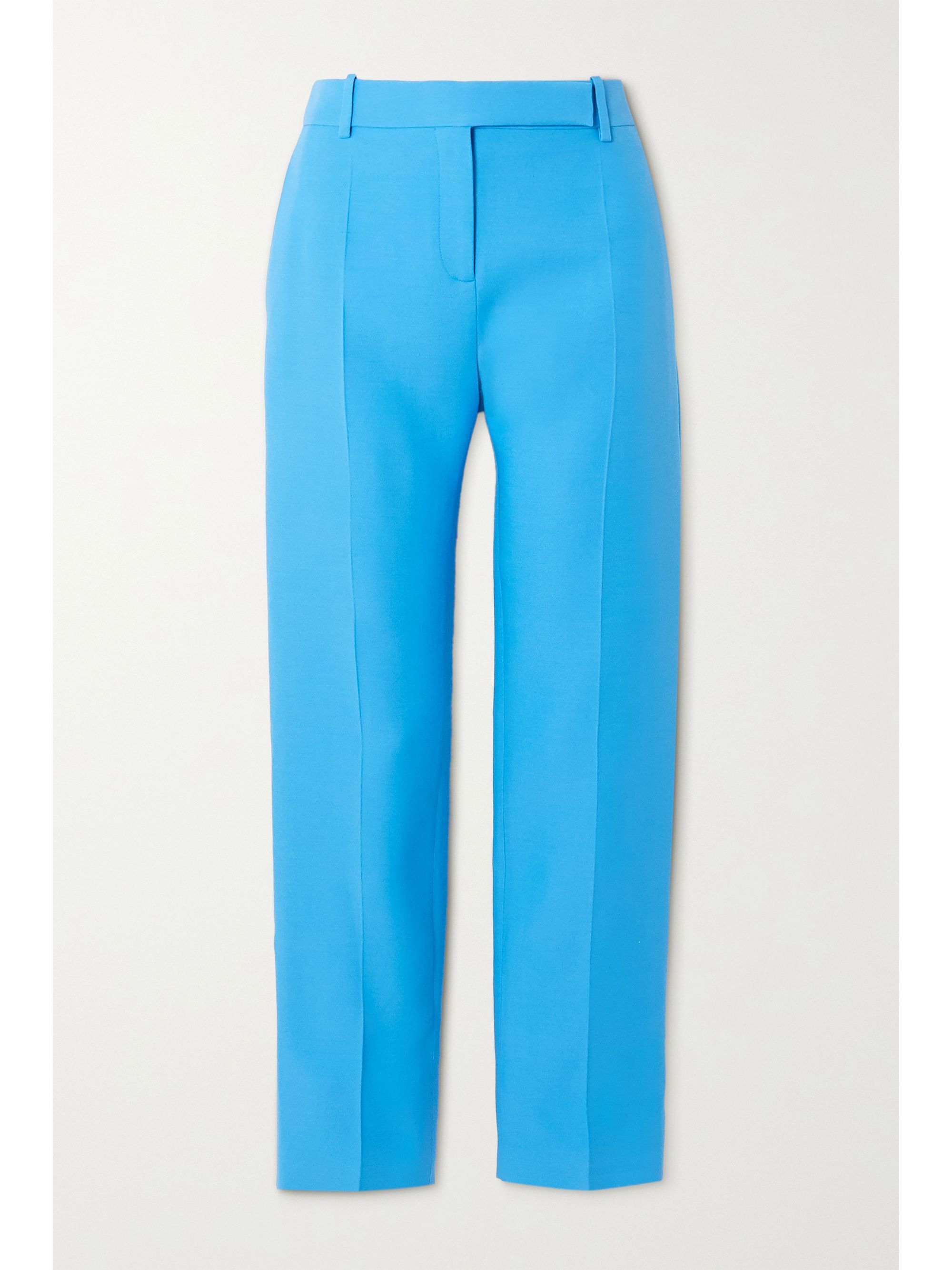 Blue Wool and silk-blend slim-leg pants 