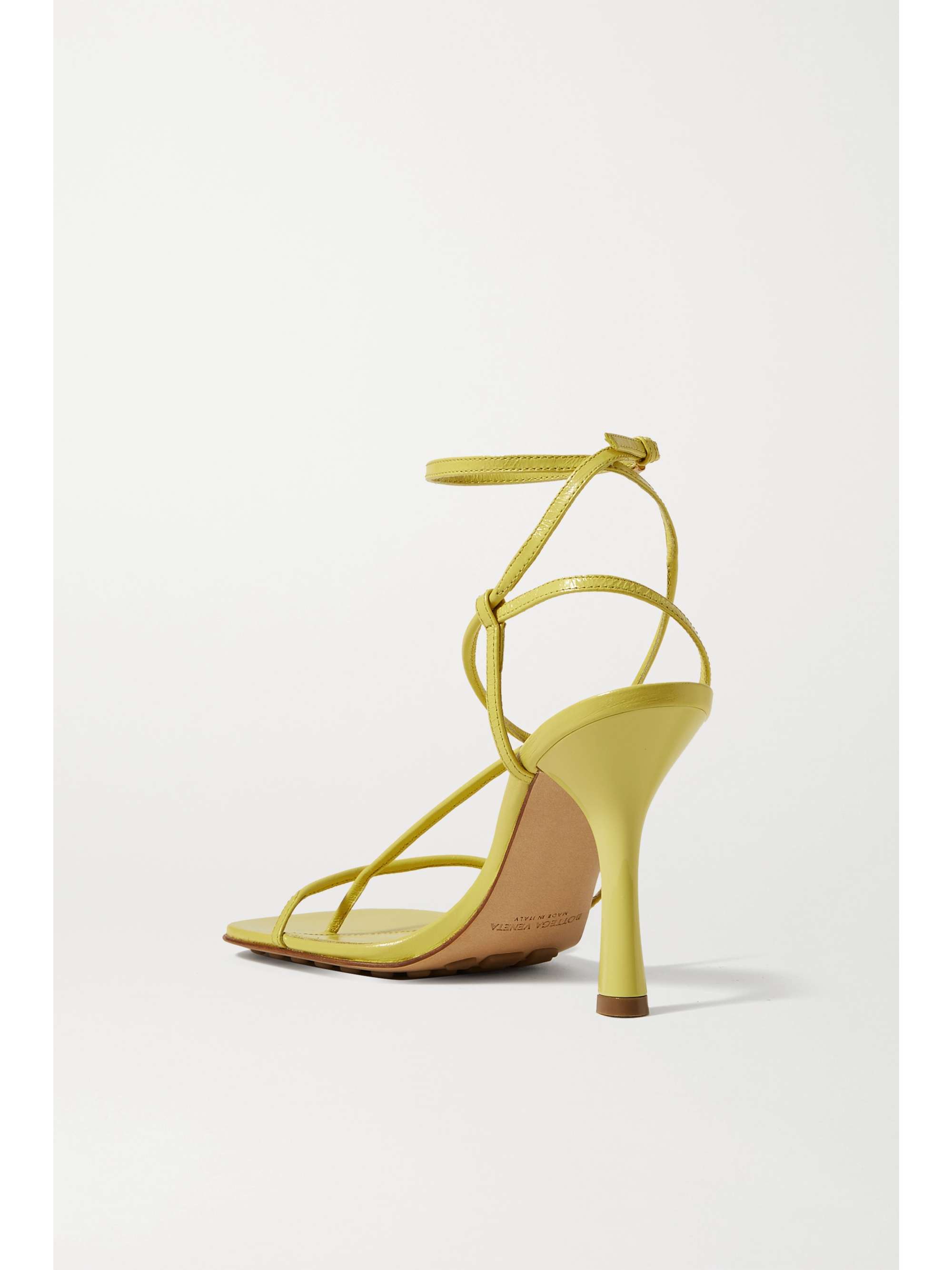 yellow leather slides