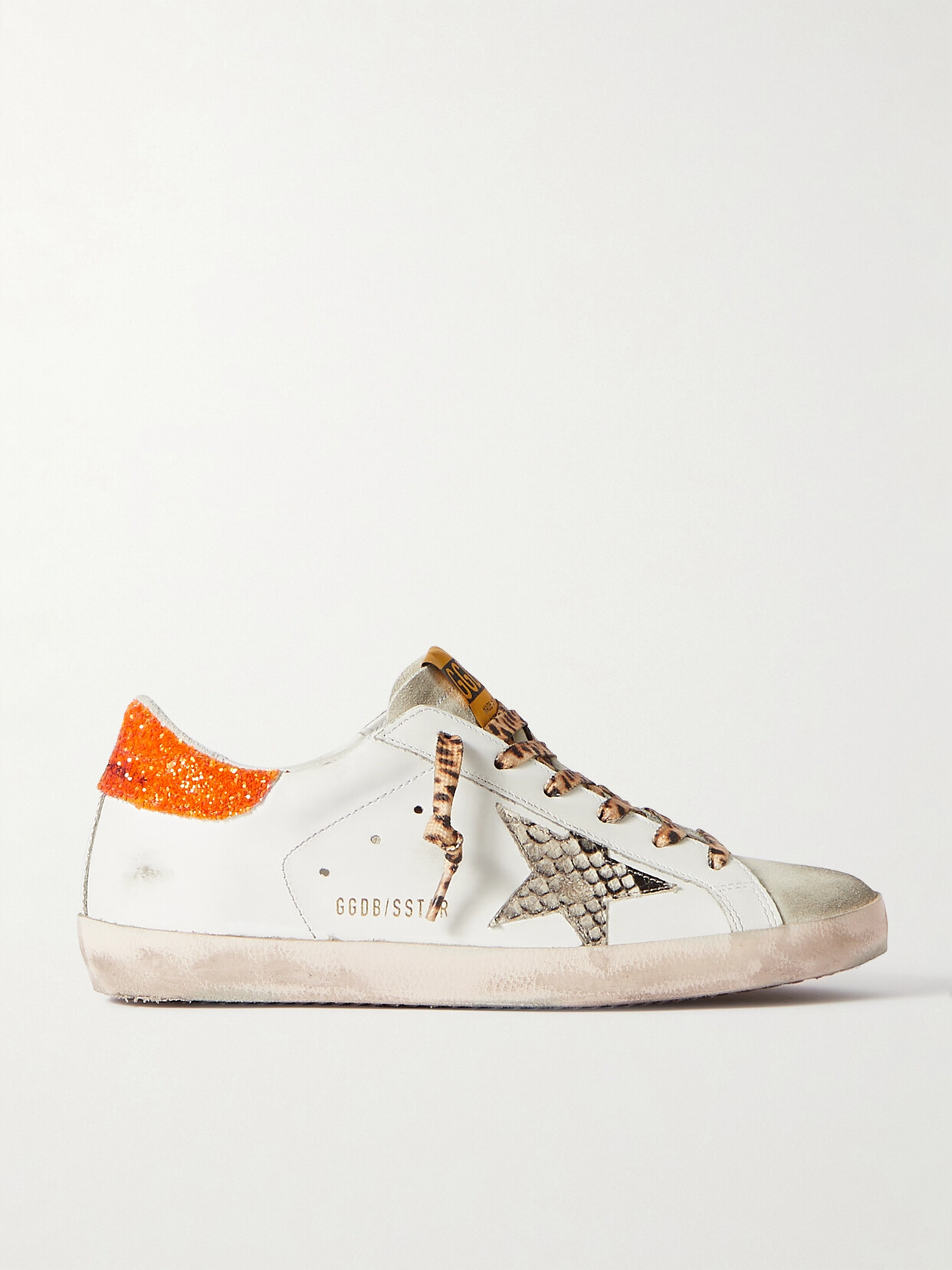 Golden Goose Superstar Glittered Distressed Leather And Suede Trainers In White