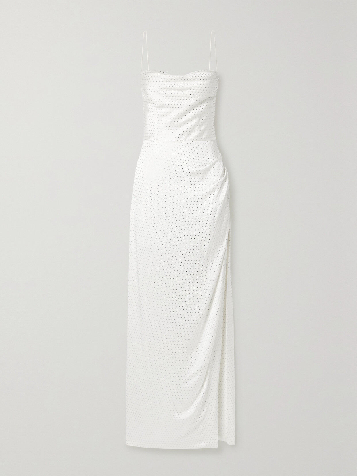 Retrofête Marlene Crystal-embellished Draped Silk-satin Maxi Dress - White