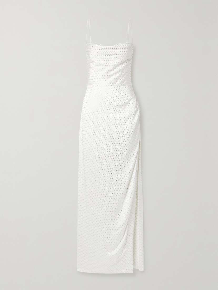 Retrofête Marlene Crystal-embellished Draped Silk-satin Maxi Dress - x large