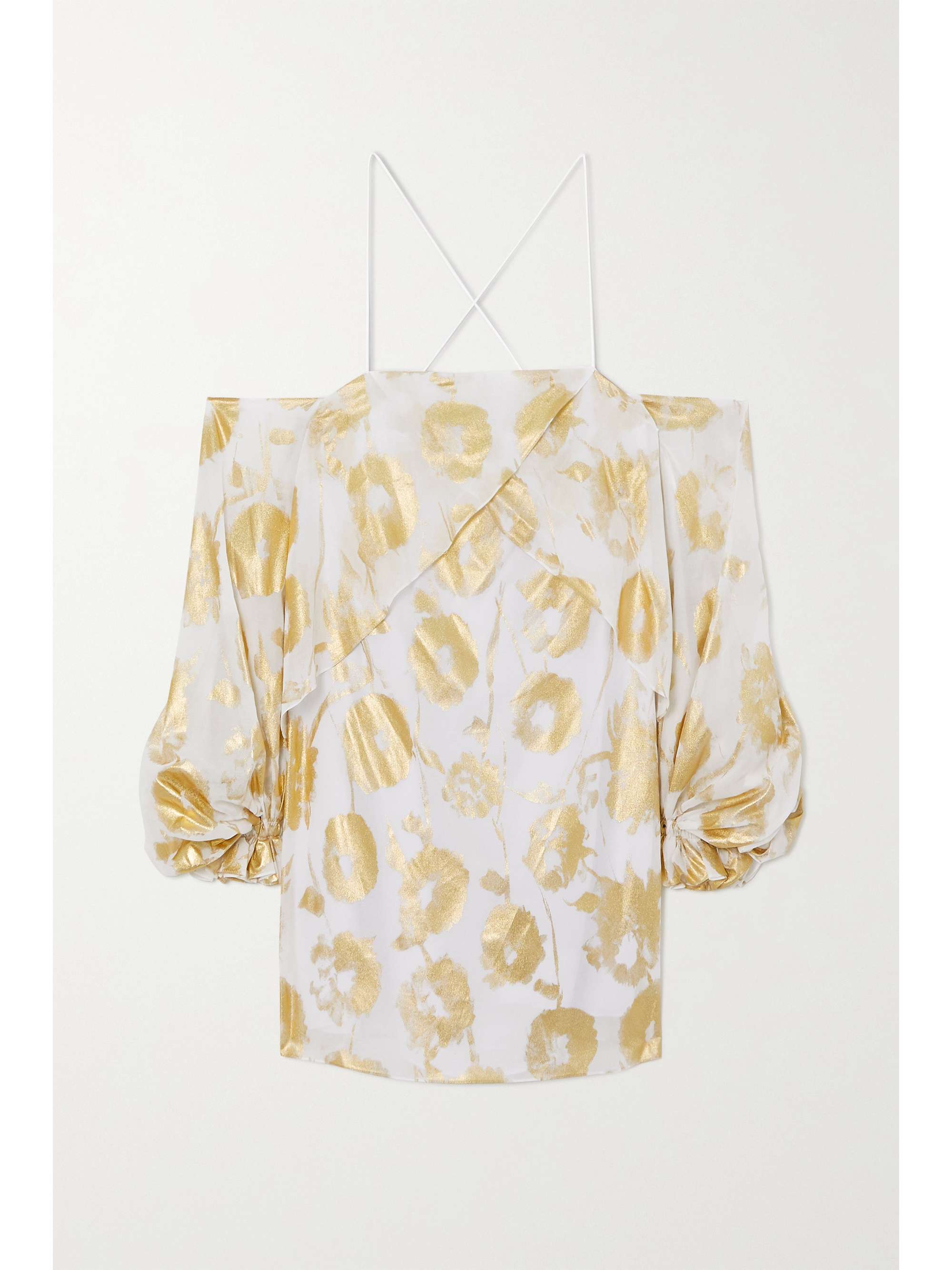 white and gold mini dress