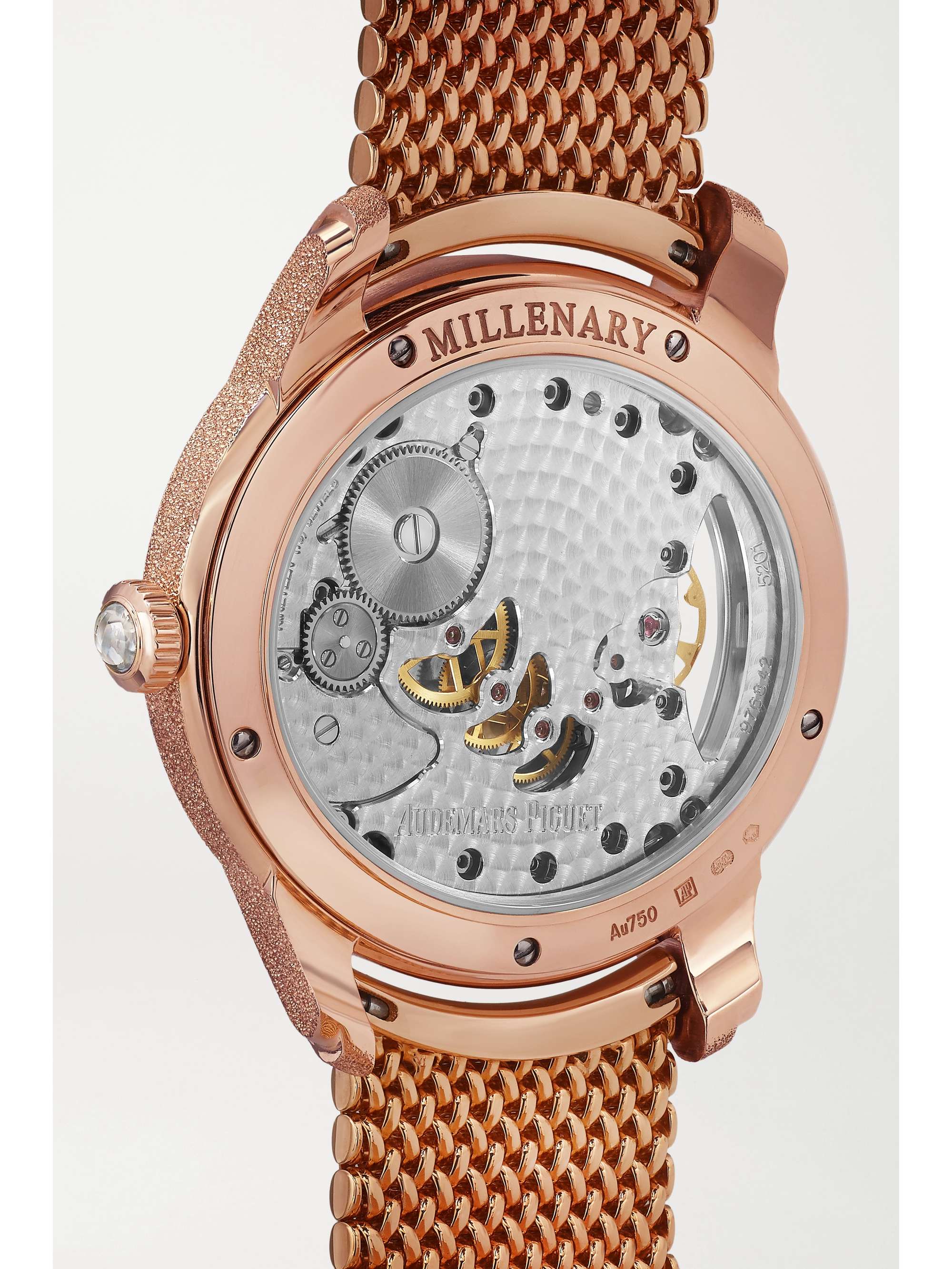 AUDEMARS PIGUET Millenary 39.5mm 18-karat frosted pink gold and opal watch