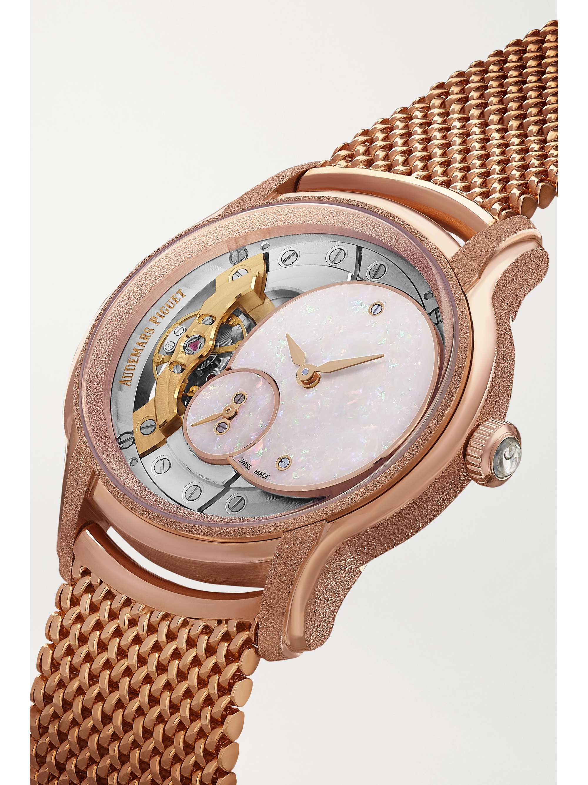 AUDEMARS PIGUET Millenary 39.5mm 18-karat frosted pink gold and opal watch