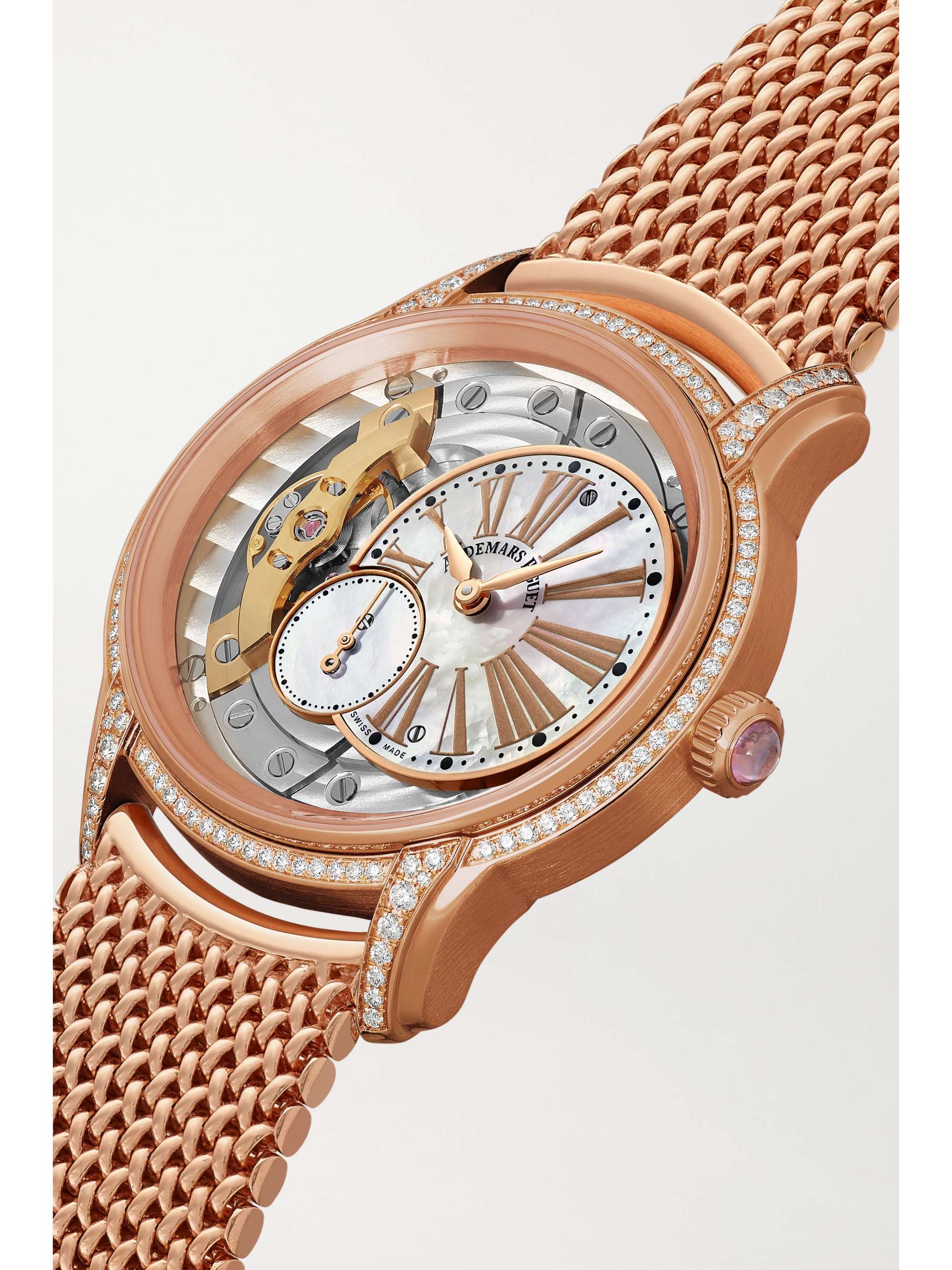 AUDEMARS PIGUET Millenary 39.5mm 18-karat pink gold, diamond and mother-of-pearl watch