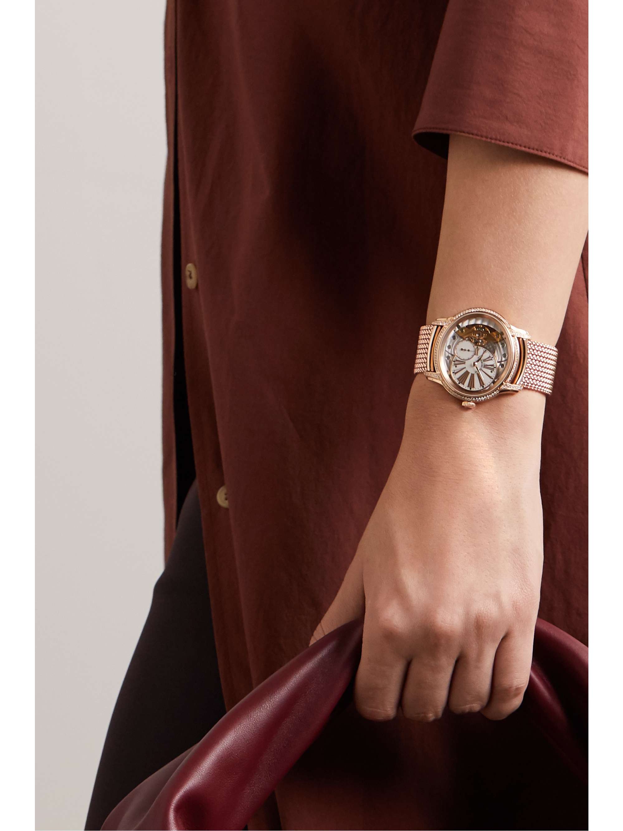 AUDEMARS PIGUET Millenary 39.5mm 18-karat pink gold, diamond and mother-of-pearl watch