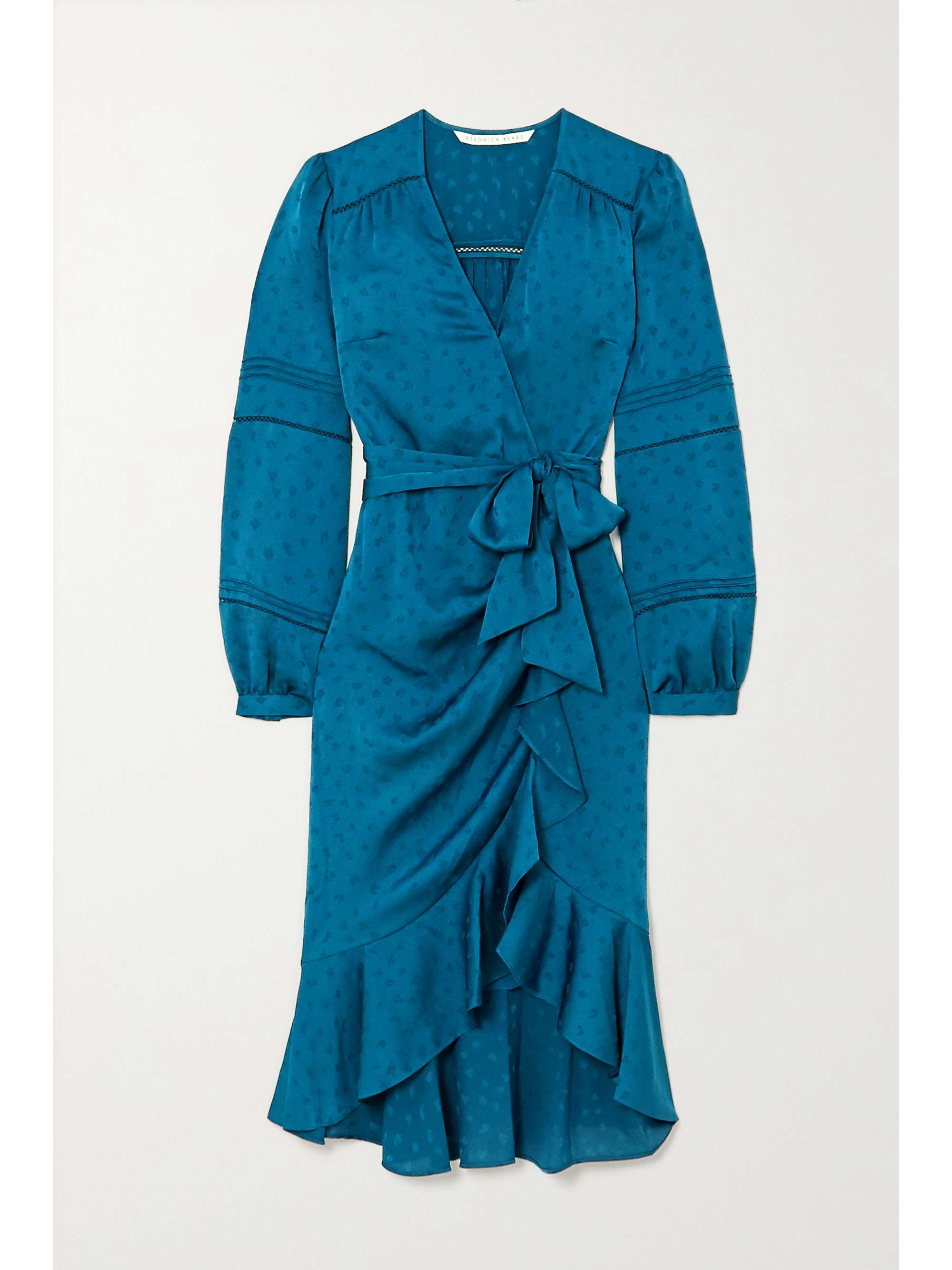 satin jacquard wrap dress