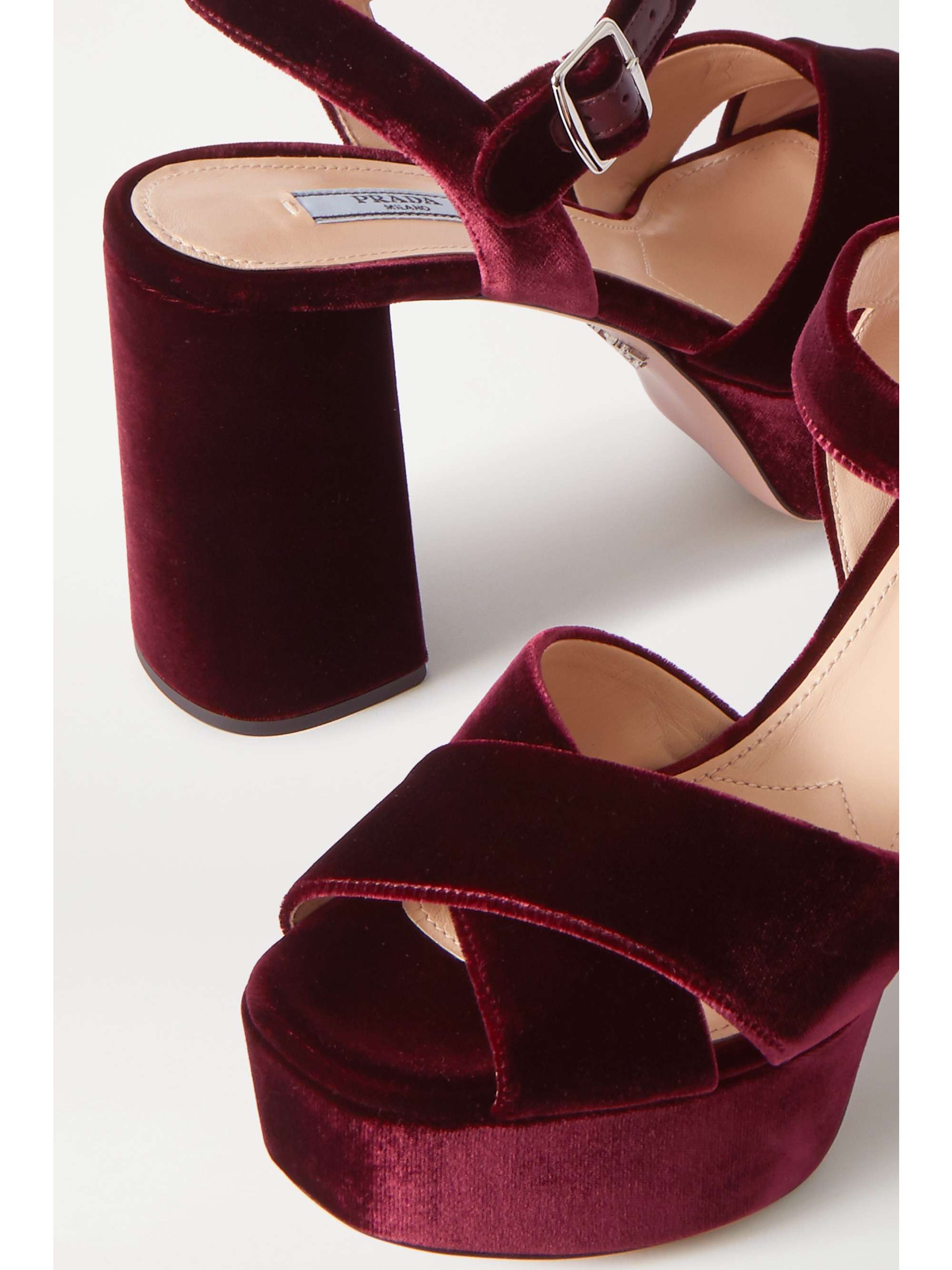 prada velvet platforms