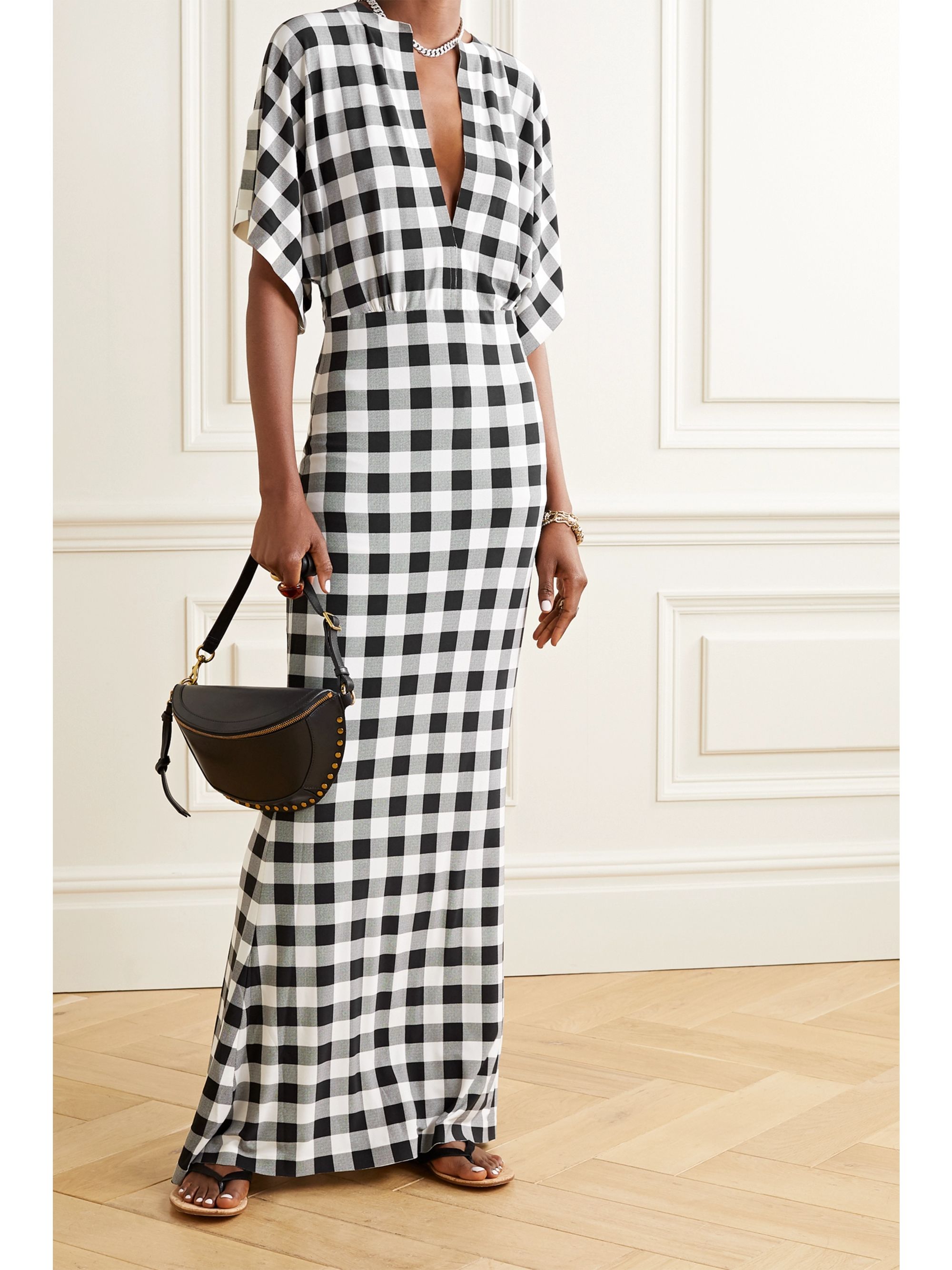 checked maxi dress