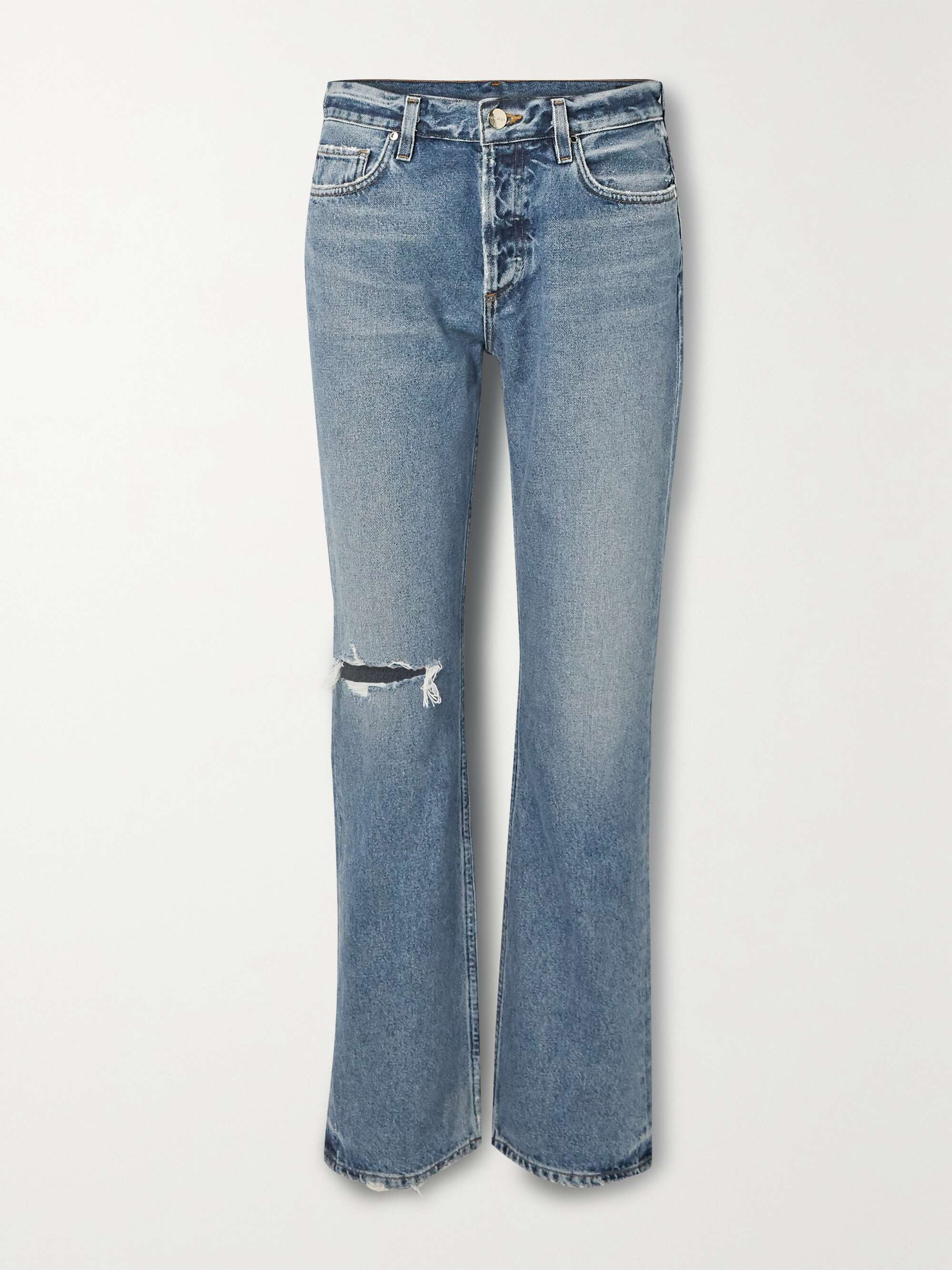 Distressed High Waisted Bootcut Jeans