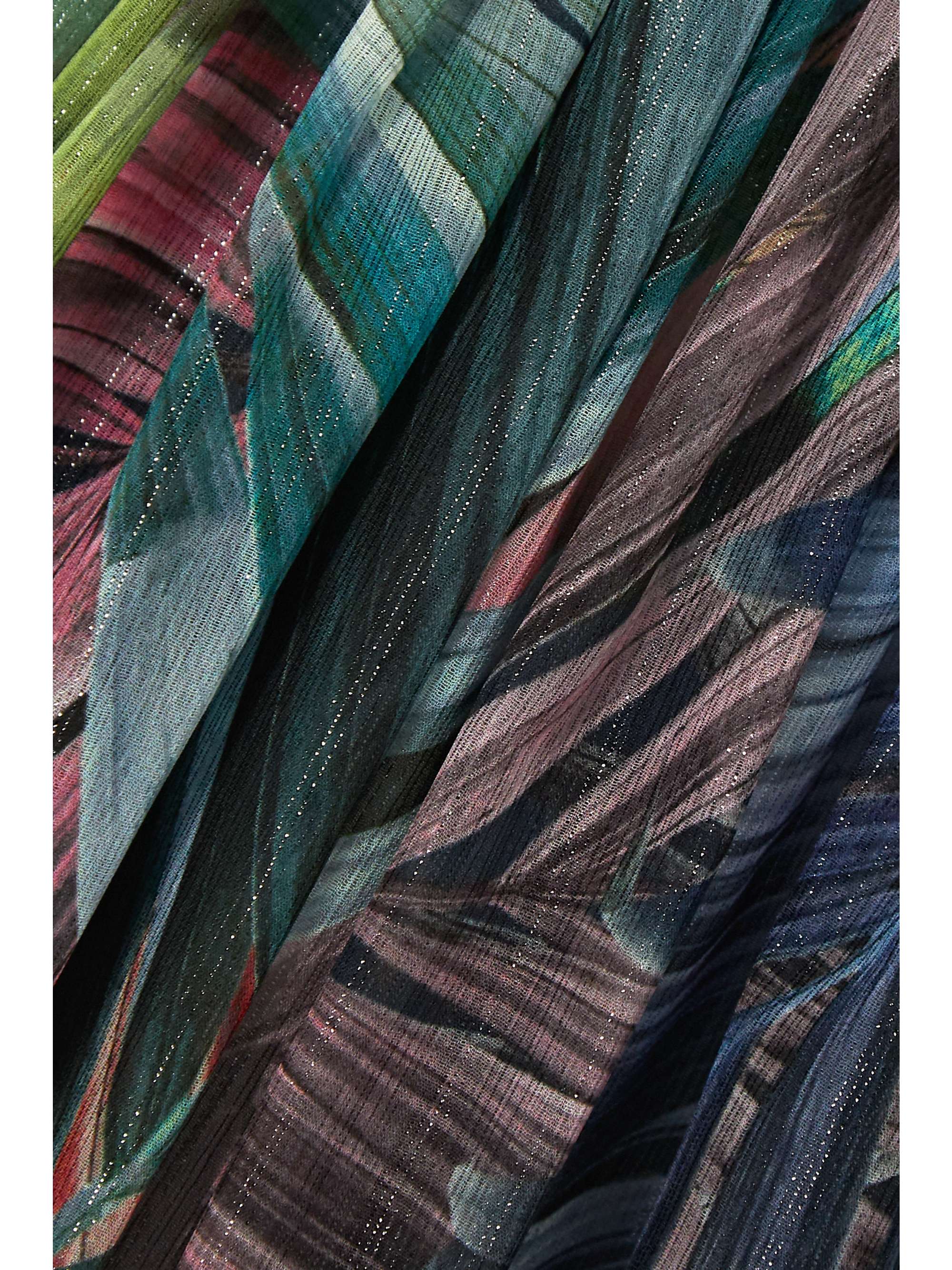 HALPERN Pleated metallic printed chiffon flared pants
