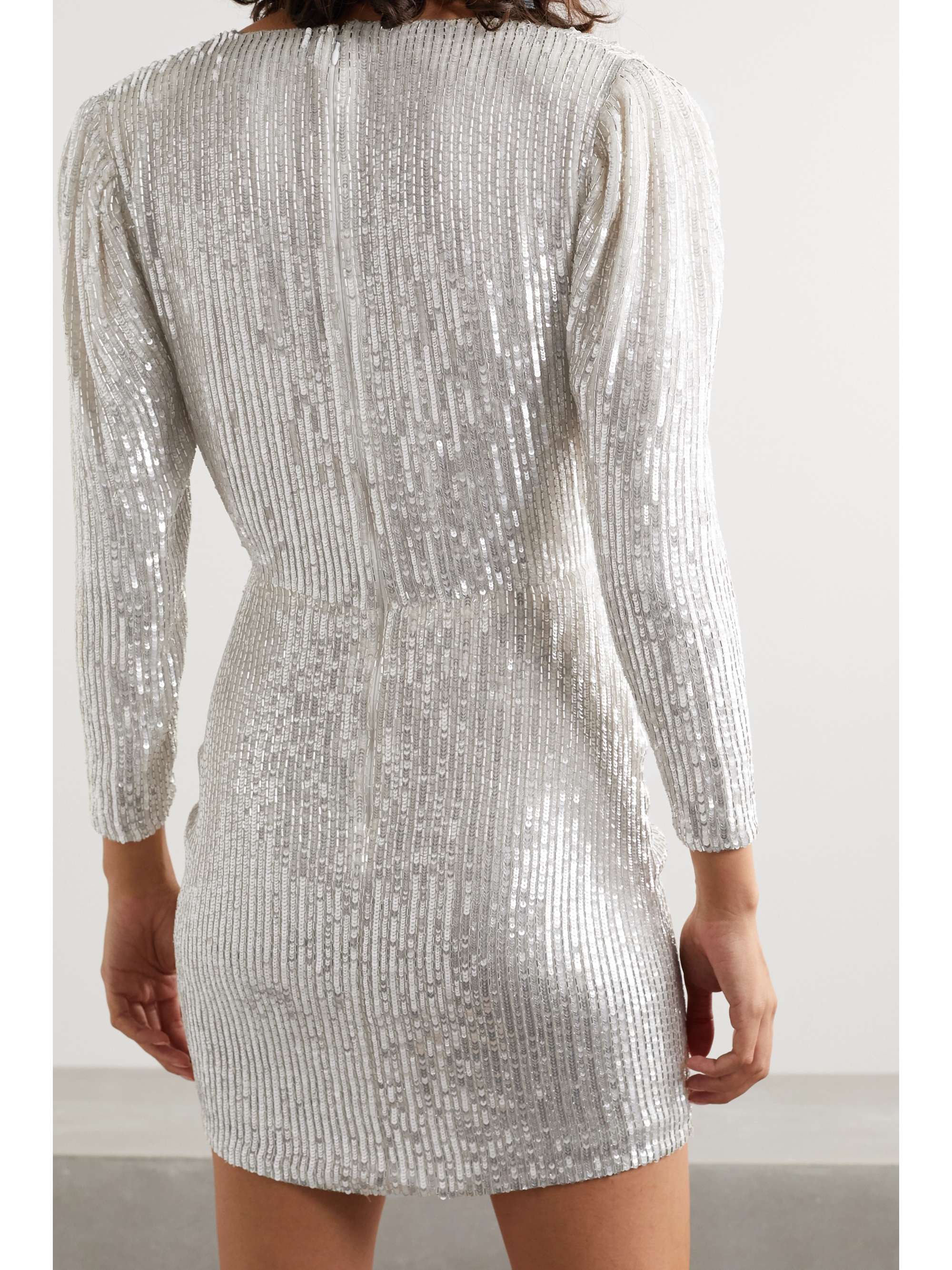 RETROFÊTE Stacey gathered embellished chiffon mini dress