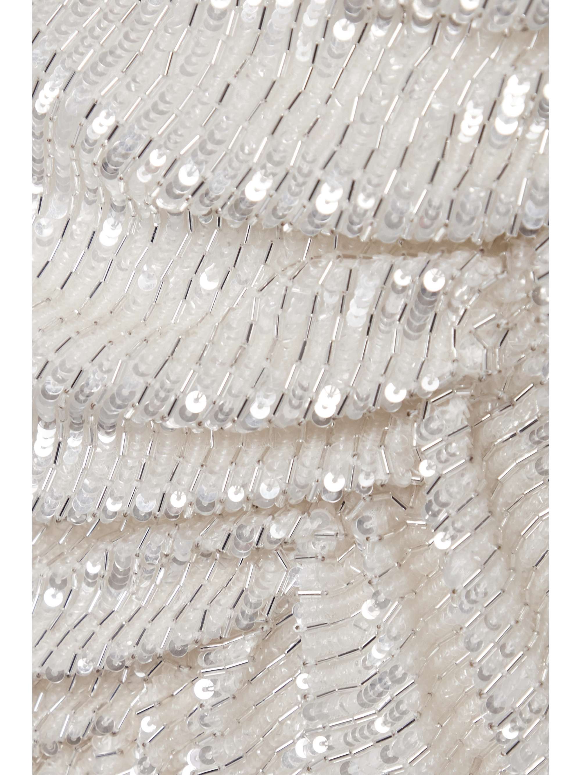 RETROFÊTE Stacey gathered embellished chiffon mini dress