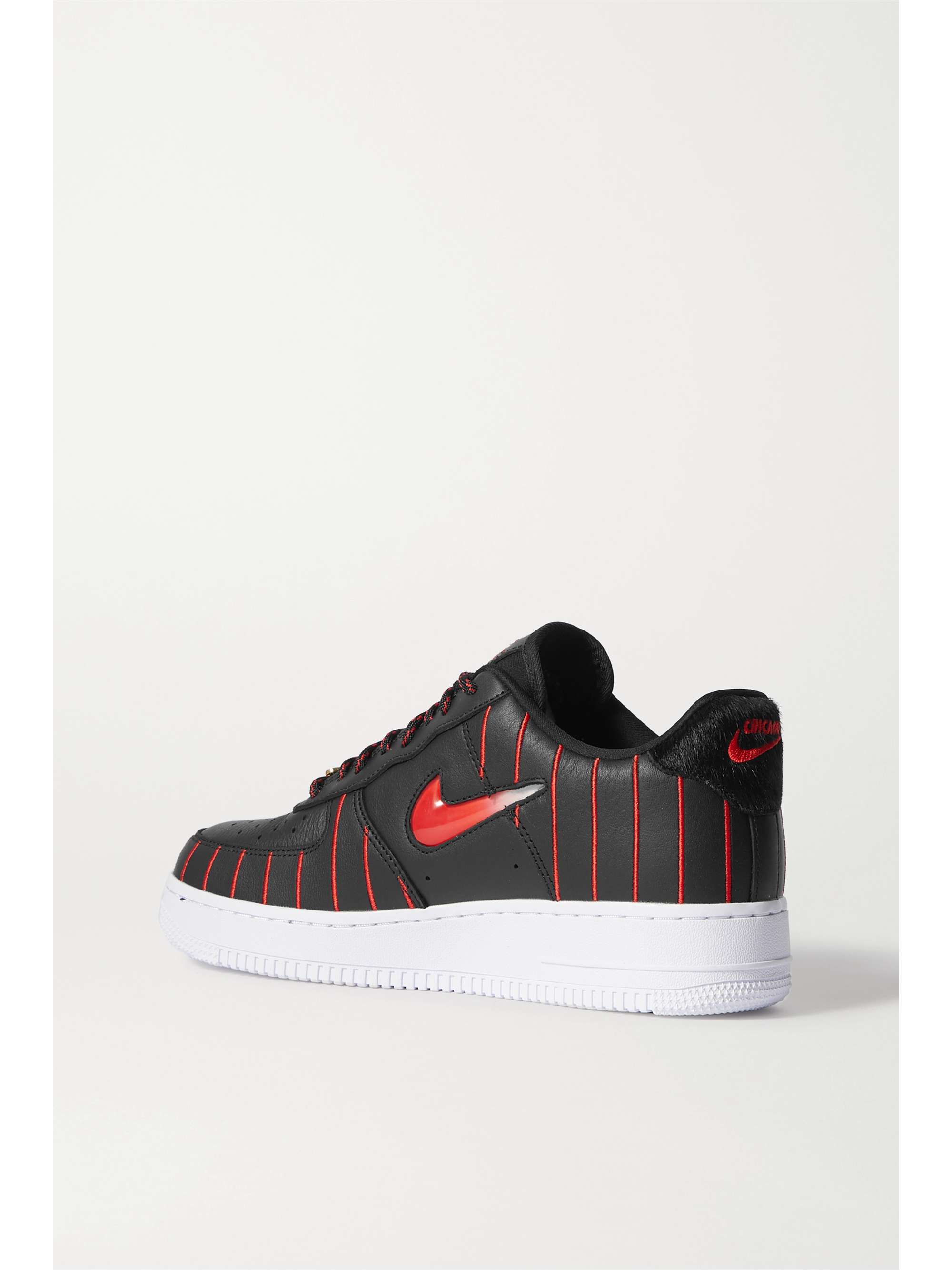 NIKE Air Force 1 Jewel QS pinstriped leather sneakers
