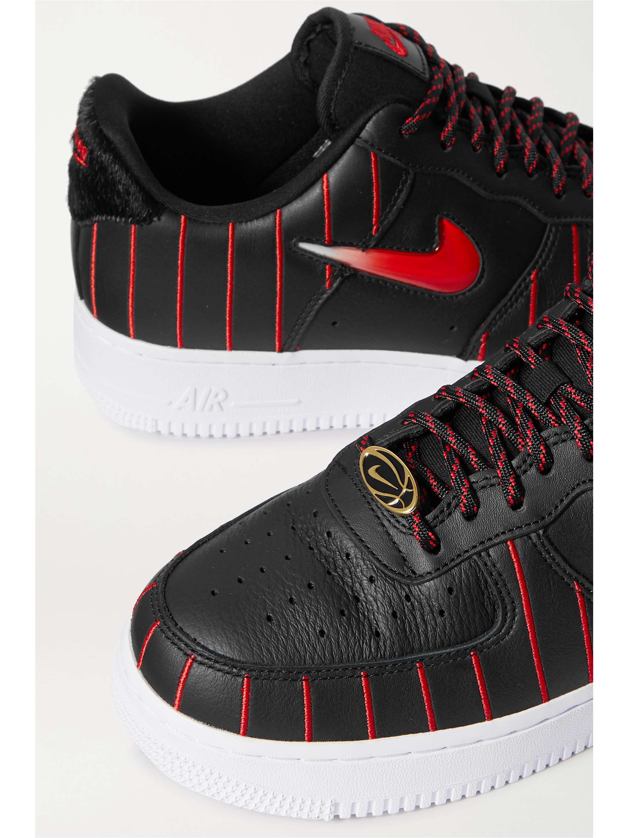 NIKE Air Force 1 Jewel QS pinstriped leather sneakers