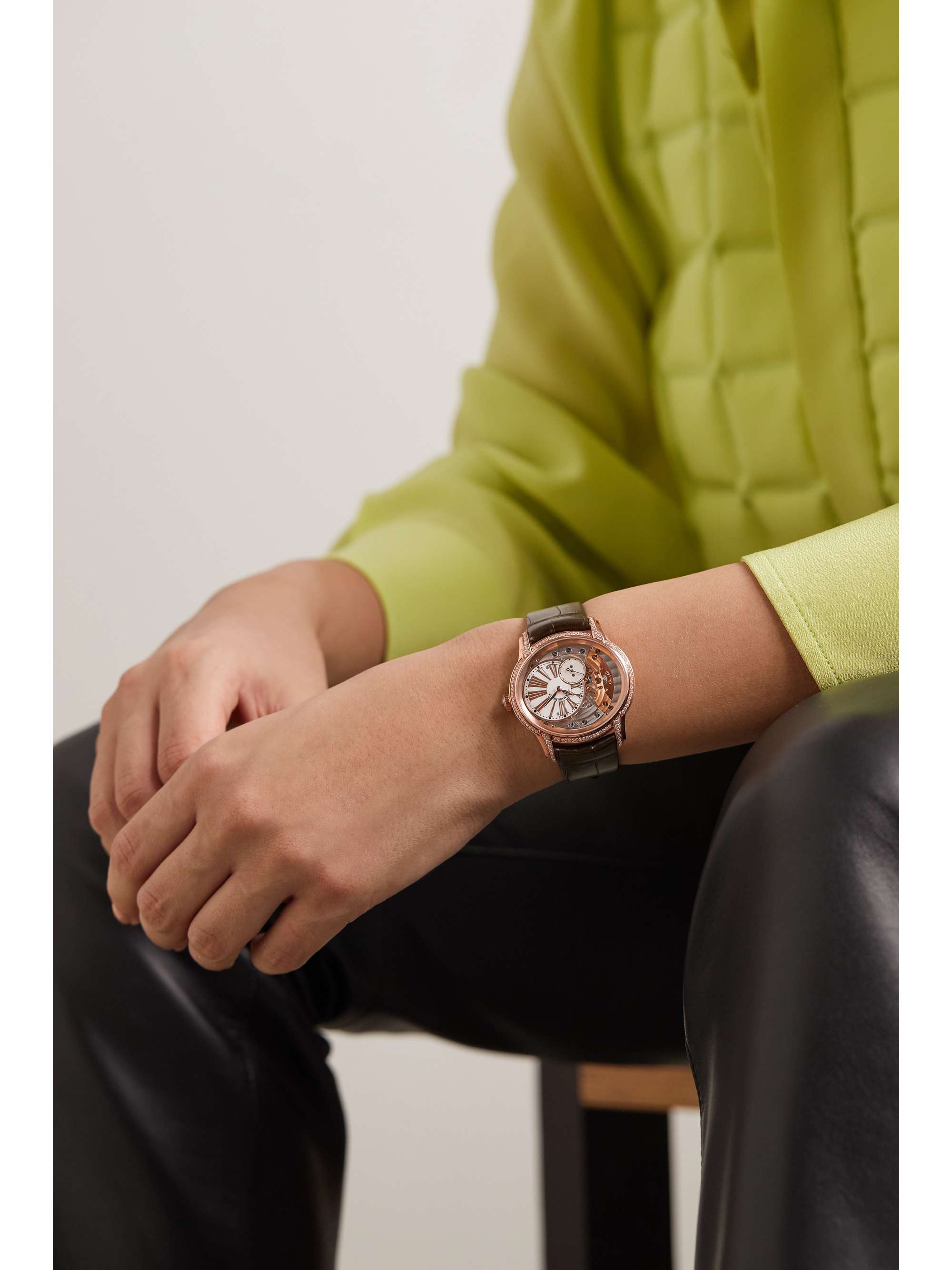 AUDEMARS PIGUET Millenary 39.5mm 18-karat pink gold, alligator, diamond and mother-of-pearl watch