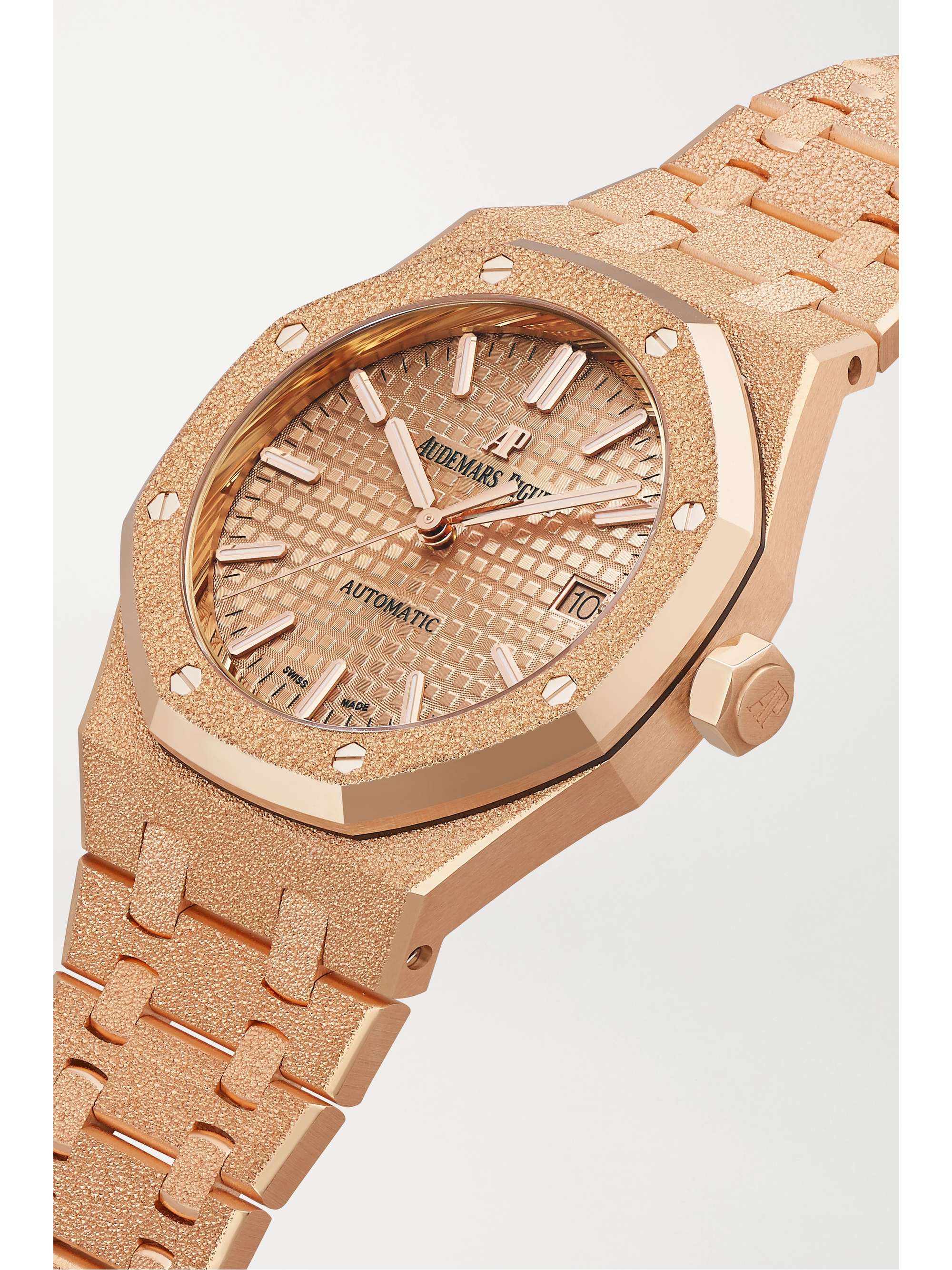 AUDEMARS PIGUET Royal Oak Frosted Gold Automatic 37 mm Uhr aus gehämmertem 18 Karat Roségold