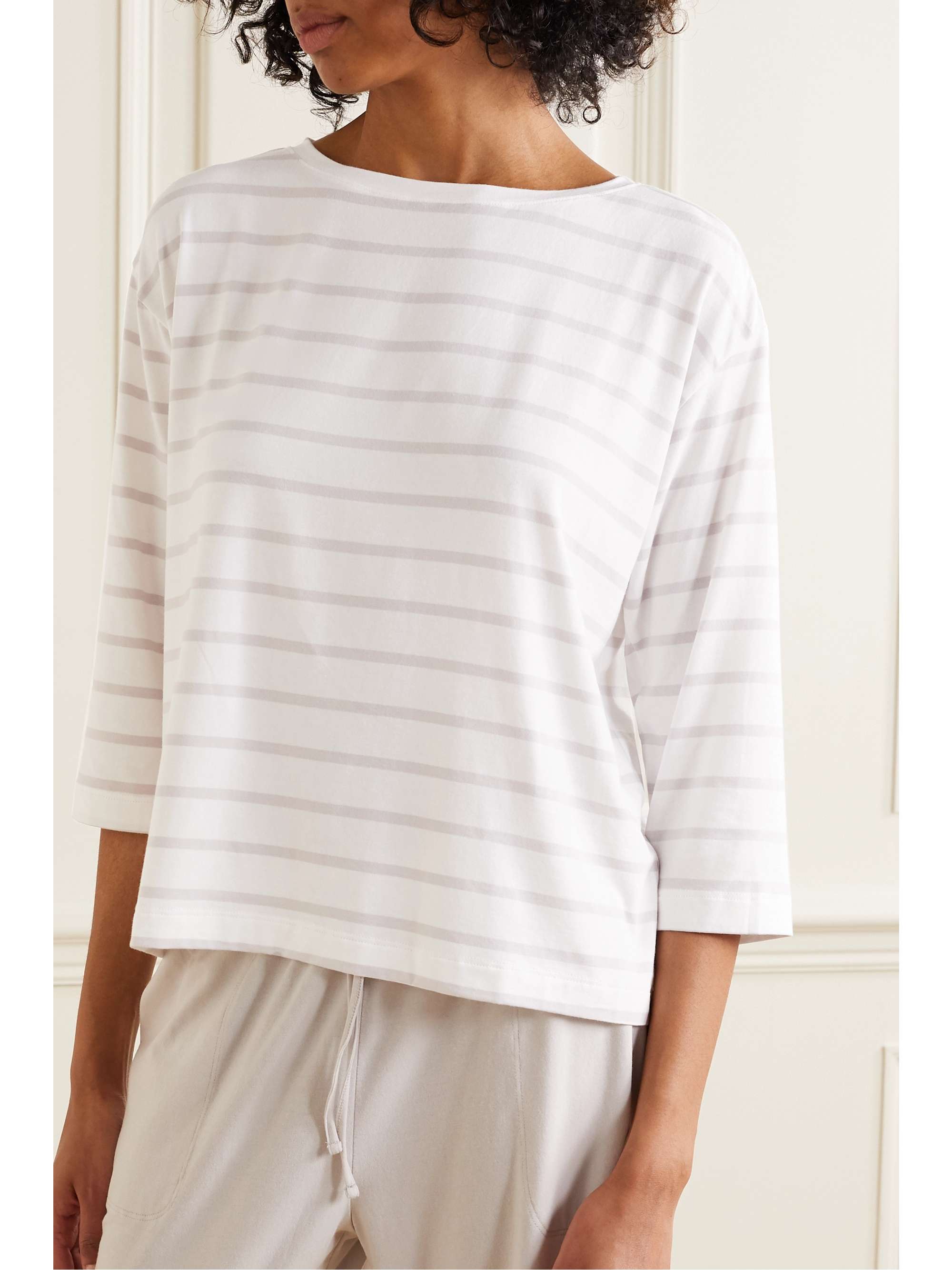SKIN Mathilde striped stretch-jersey top