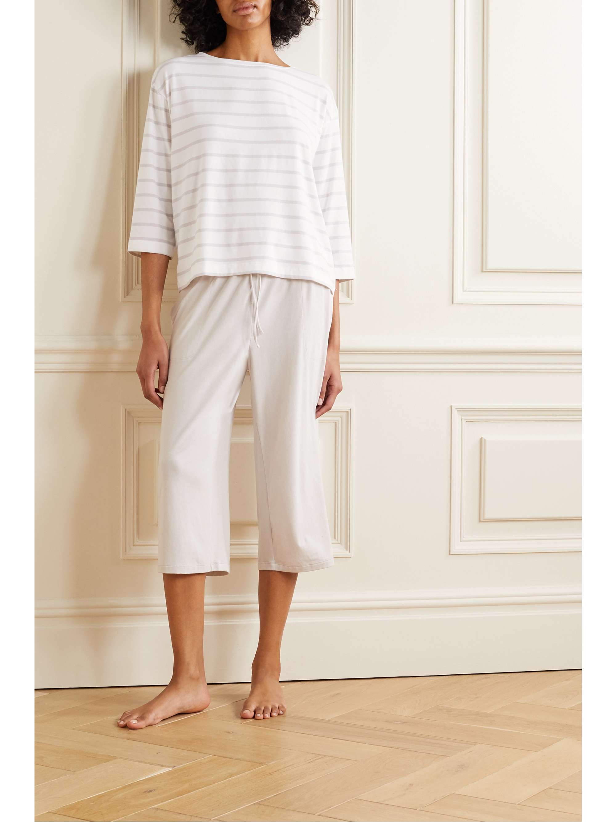 SKIN Mathilde striped stretch-jersey top