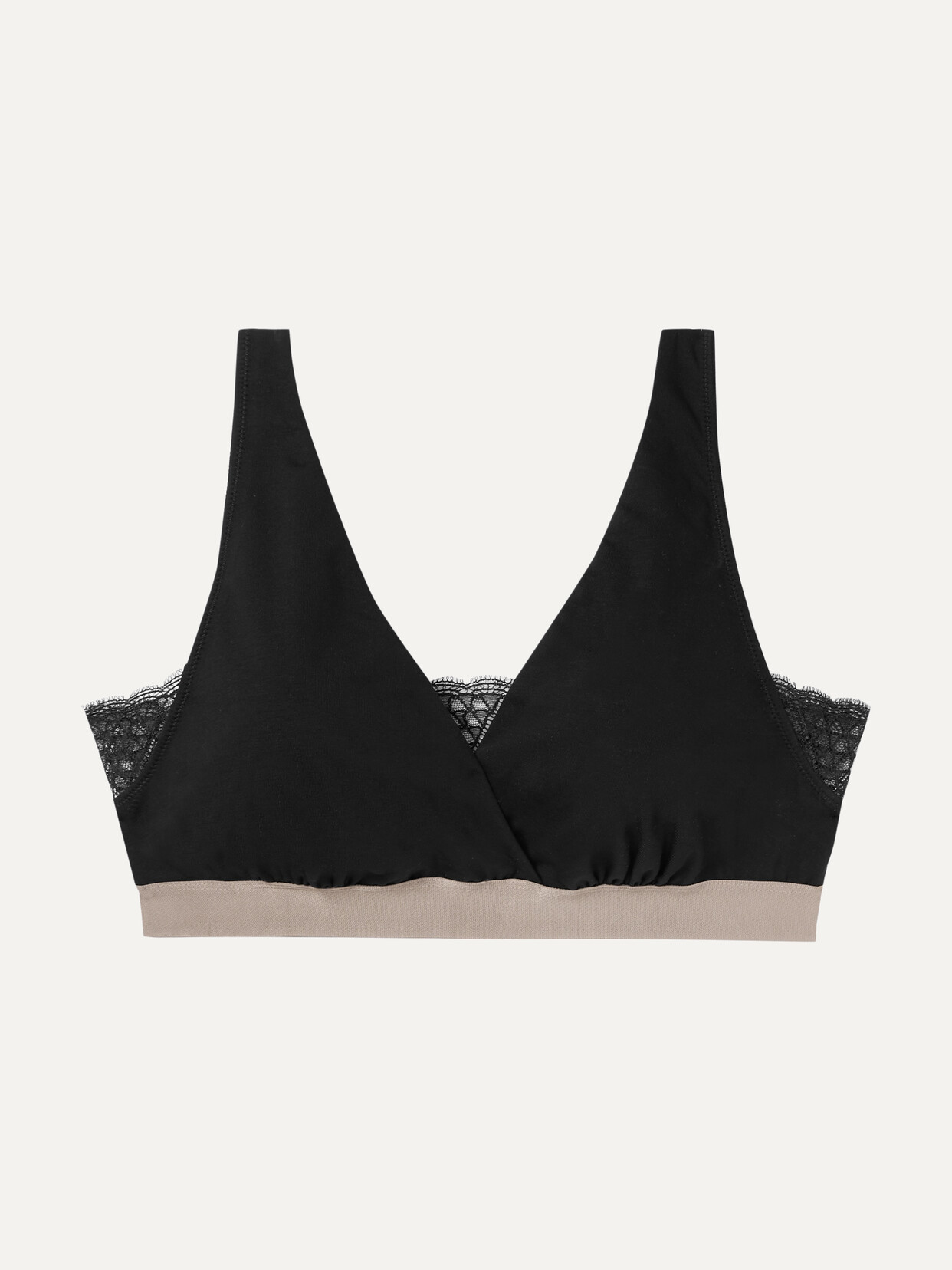 SIX Florence Stretch-cotton And Lace Maternity Bra - Black