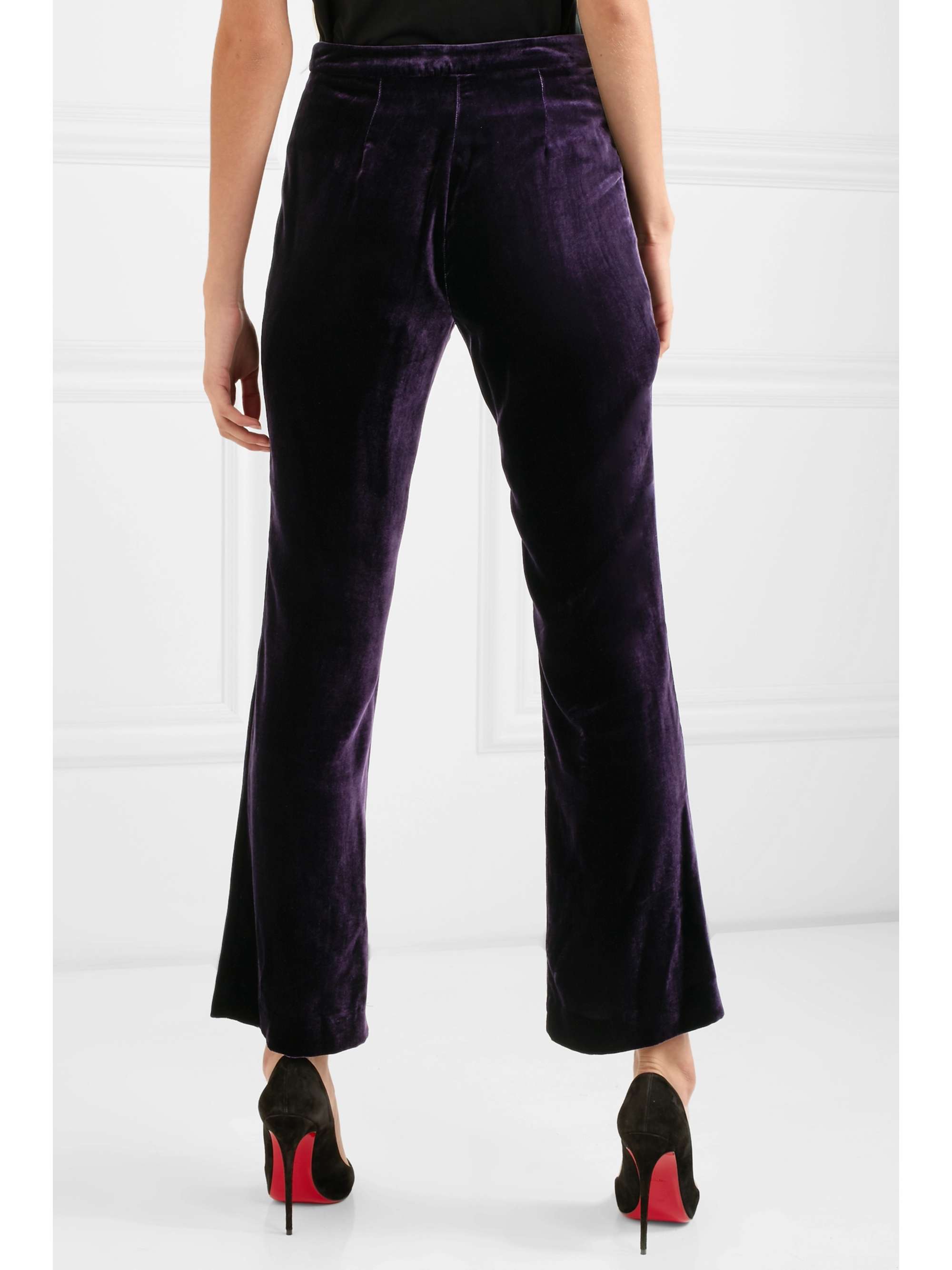 RAQUEL DINIZ Eunice floral-print silk-lamé bootcut pants