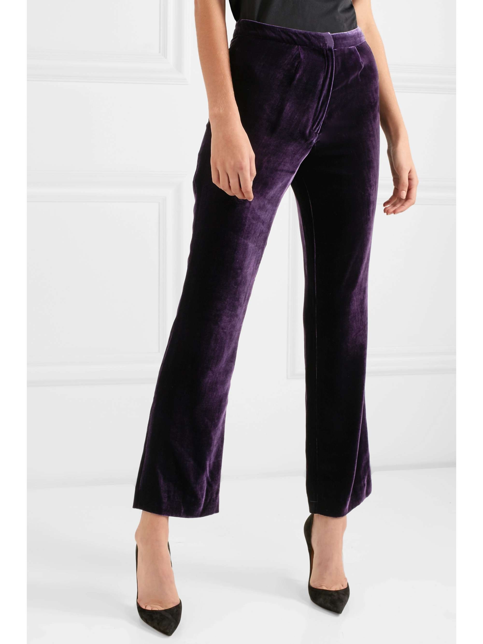 RAQUEL DINIZ Eunice floral-print silk-lamé bootcut pants