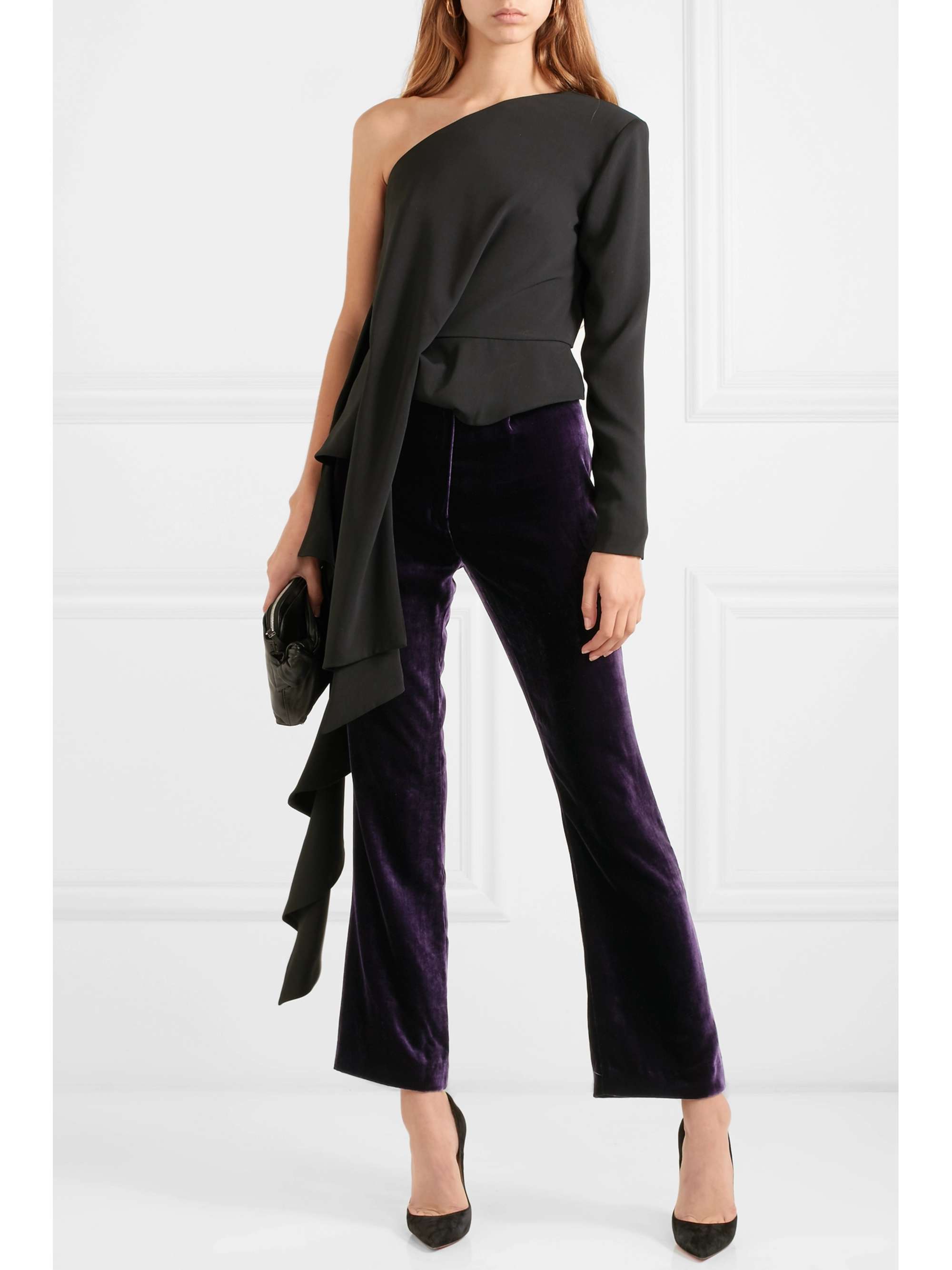 RAQUEL DINIZ Eunice floral-print silk-lamé bootcut pants