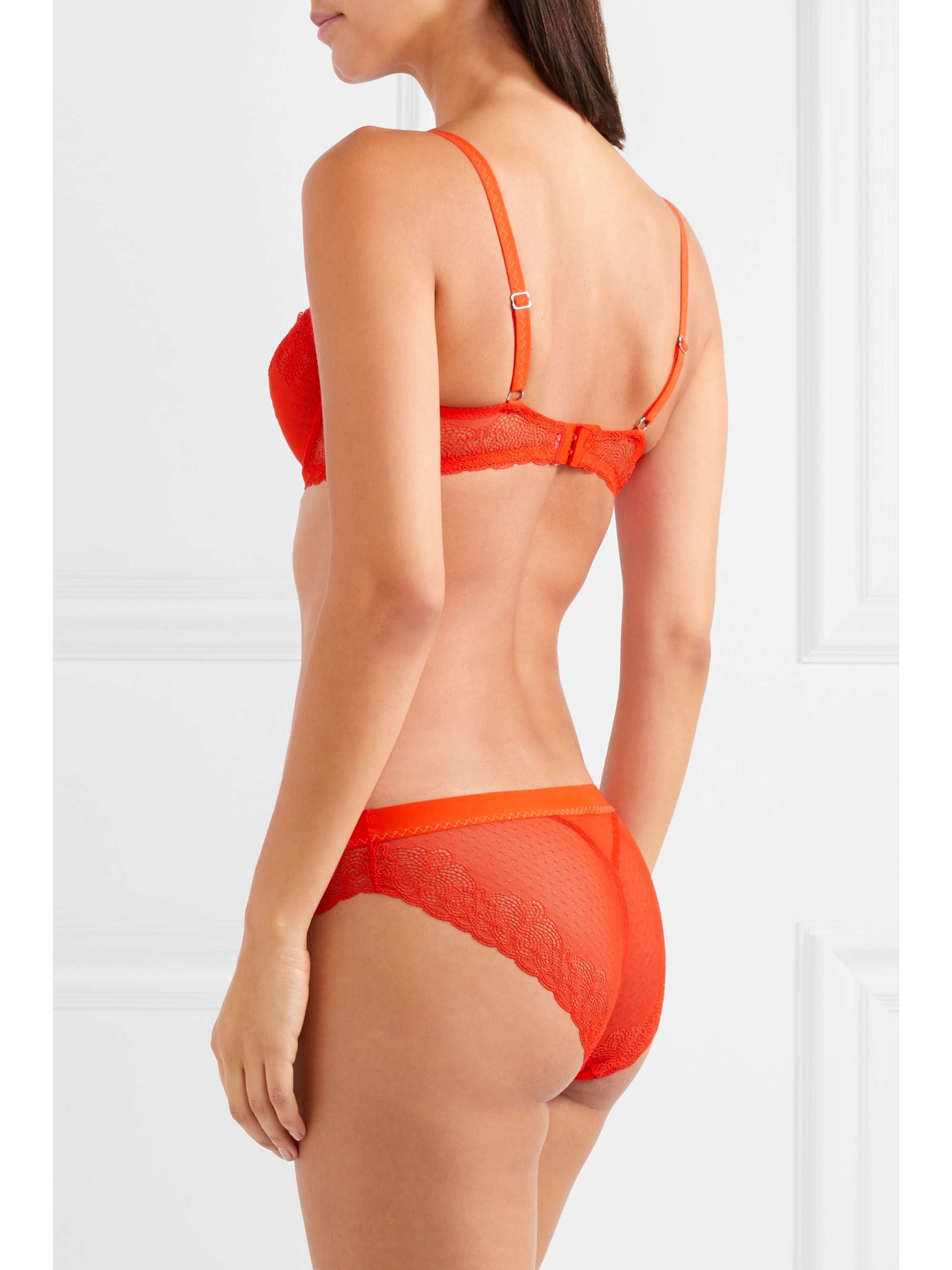 CHANTELLE Le Marais stretch-lace and point d'esprit underwired balconette bra