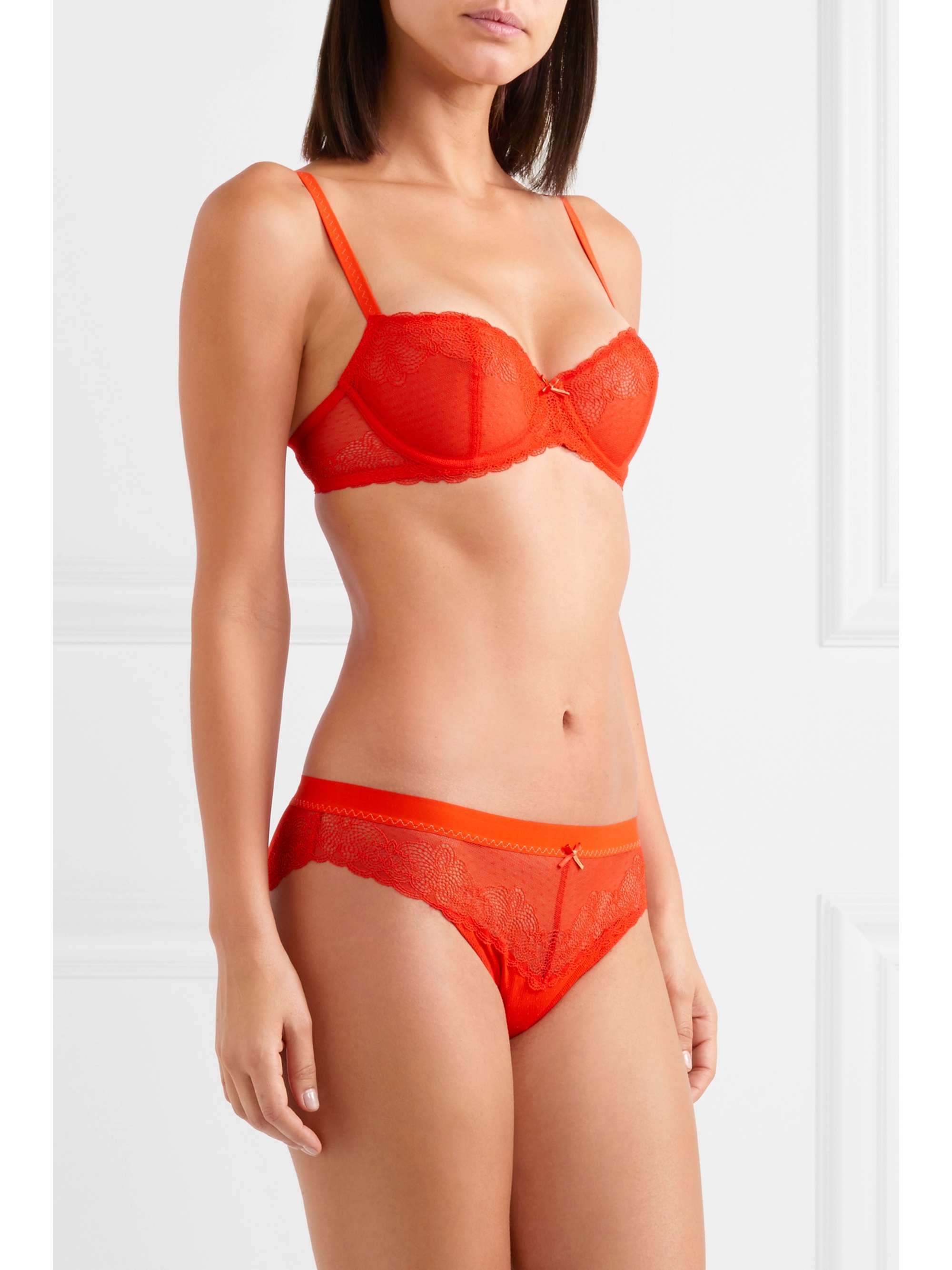 CHANTELLE Le Marais stretch-lace and point d'esprit underwired balconette bra
