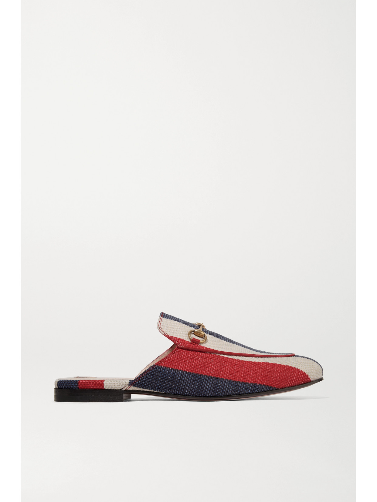 Gucci - Princetown Horsebit-detailed Striped Canvas Slippers - Red